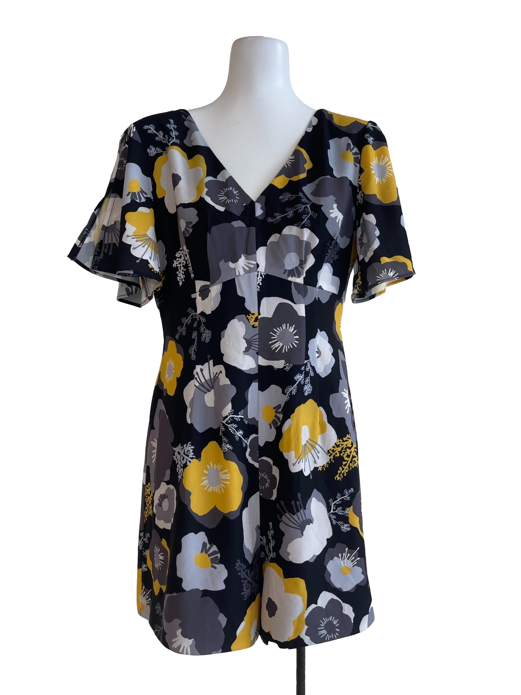 Black & Yellow Floral Romper