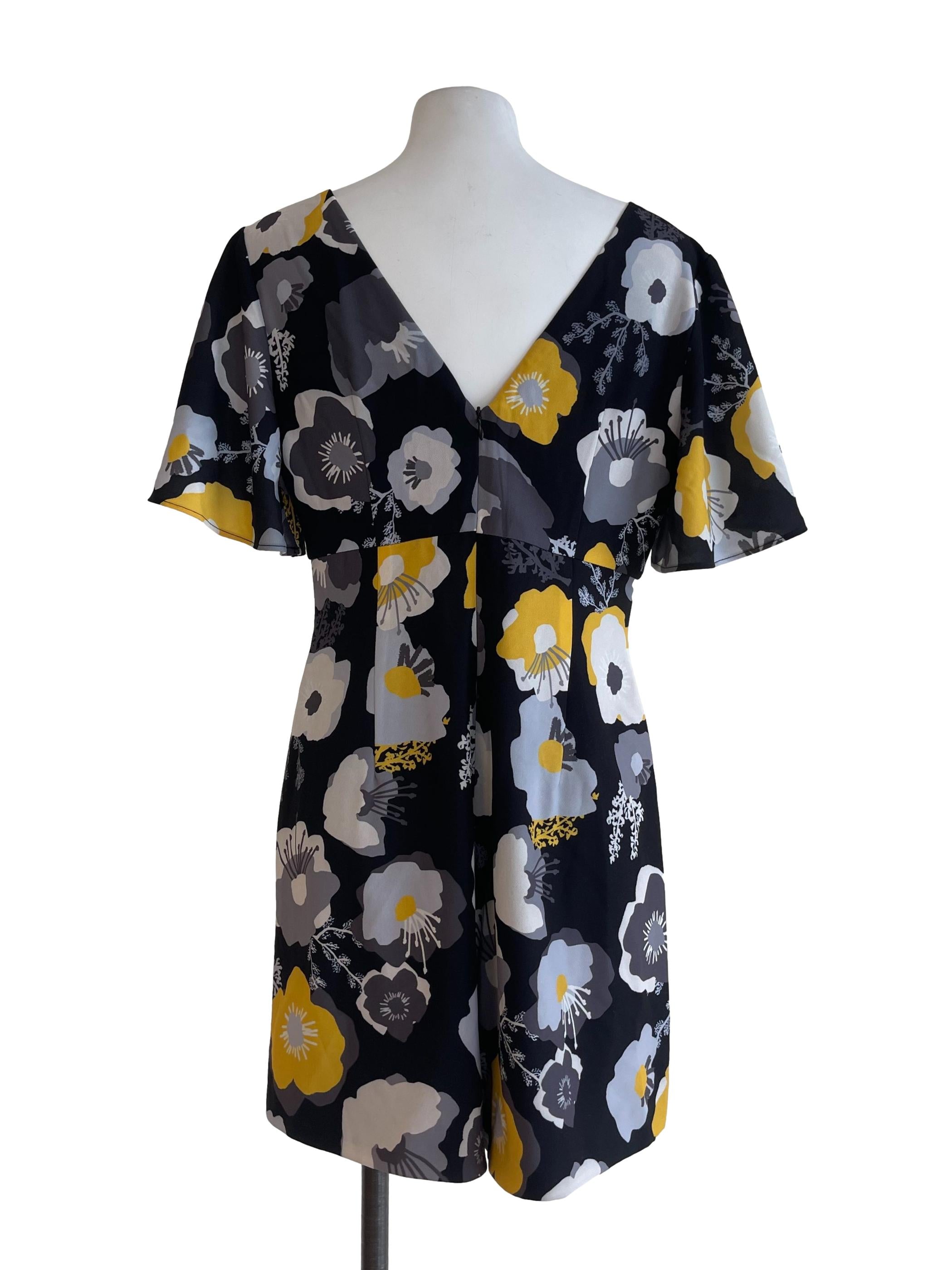 Black & Yellow Floral Romper