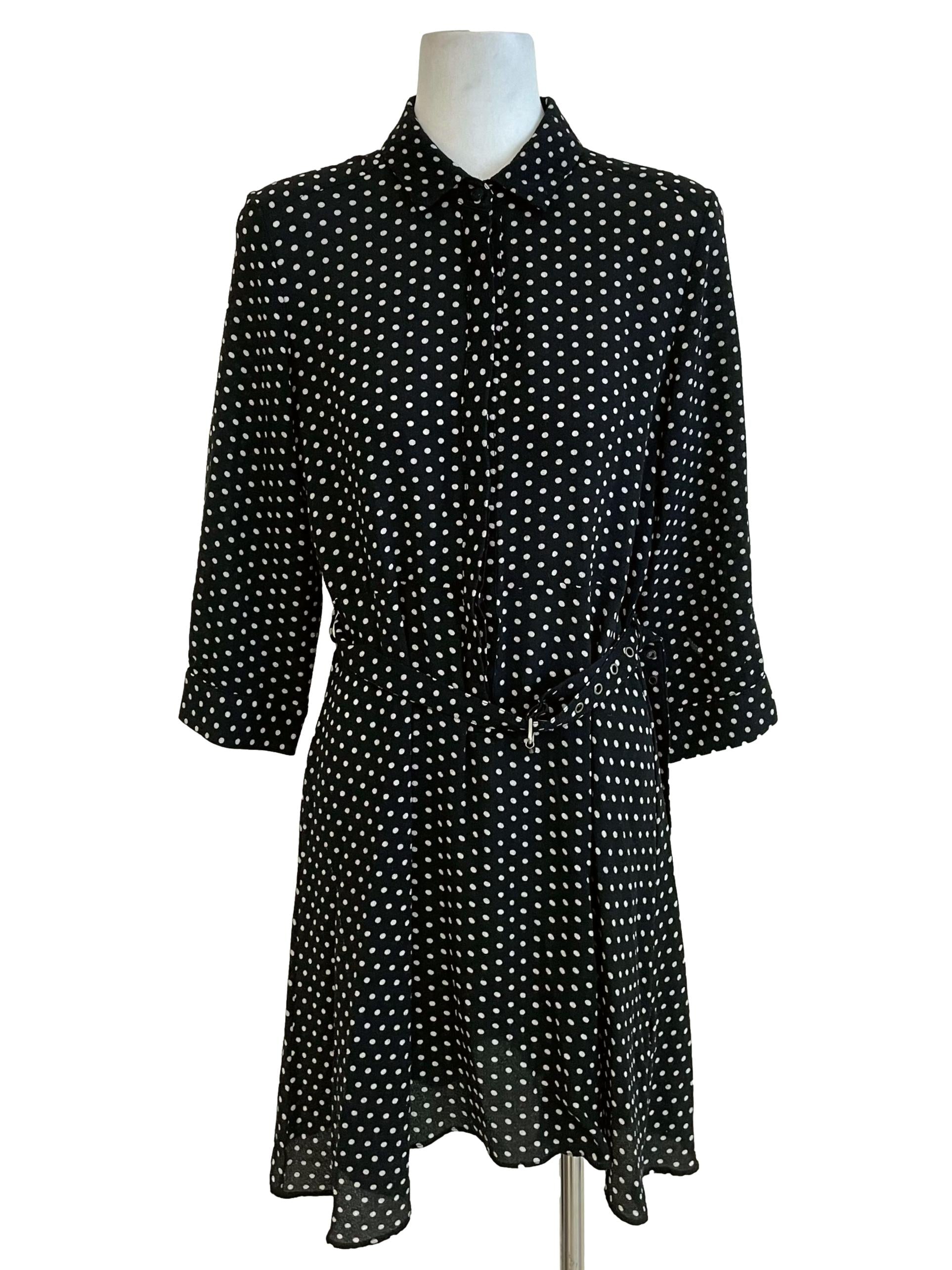 Black Polka Dots Shirt Dress