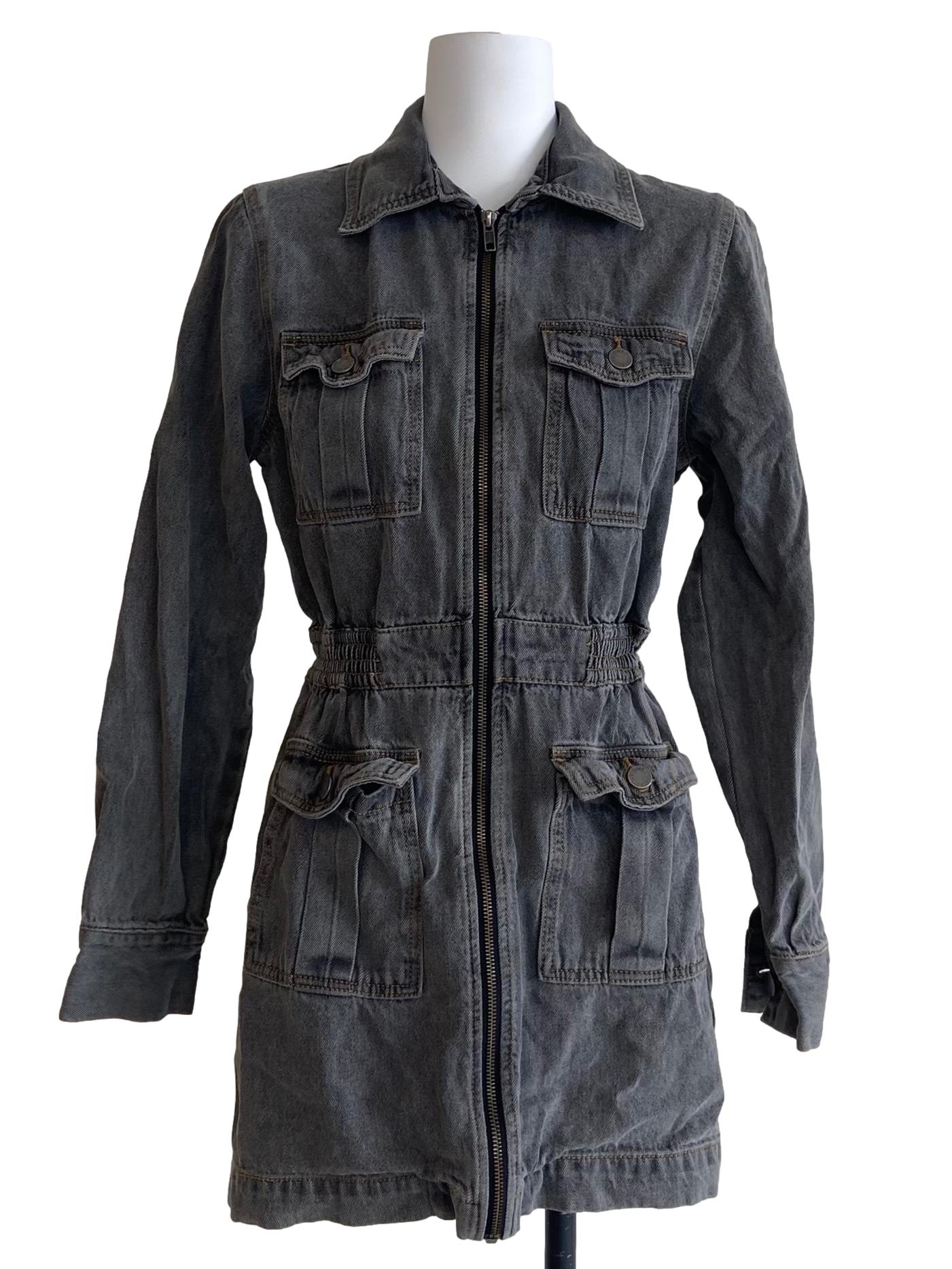 Black Herringbone Pegged Jeans Dress