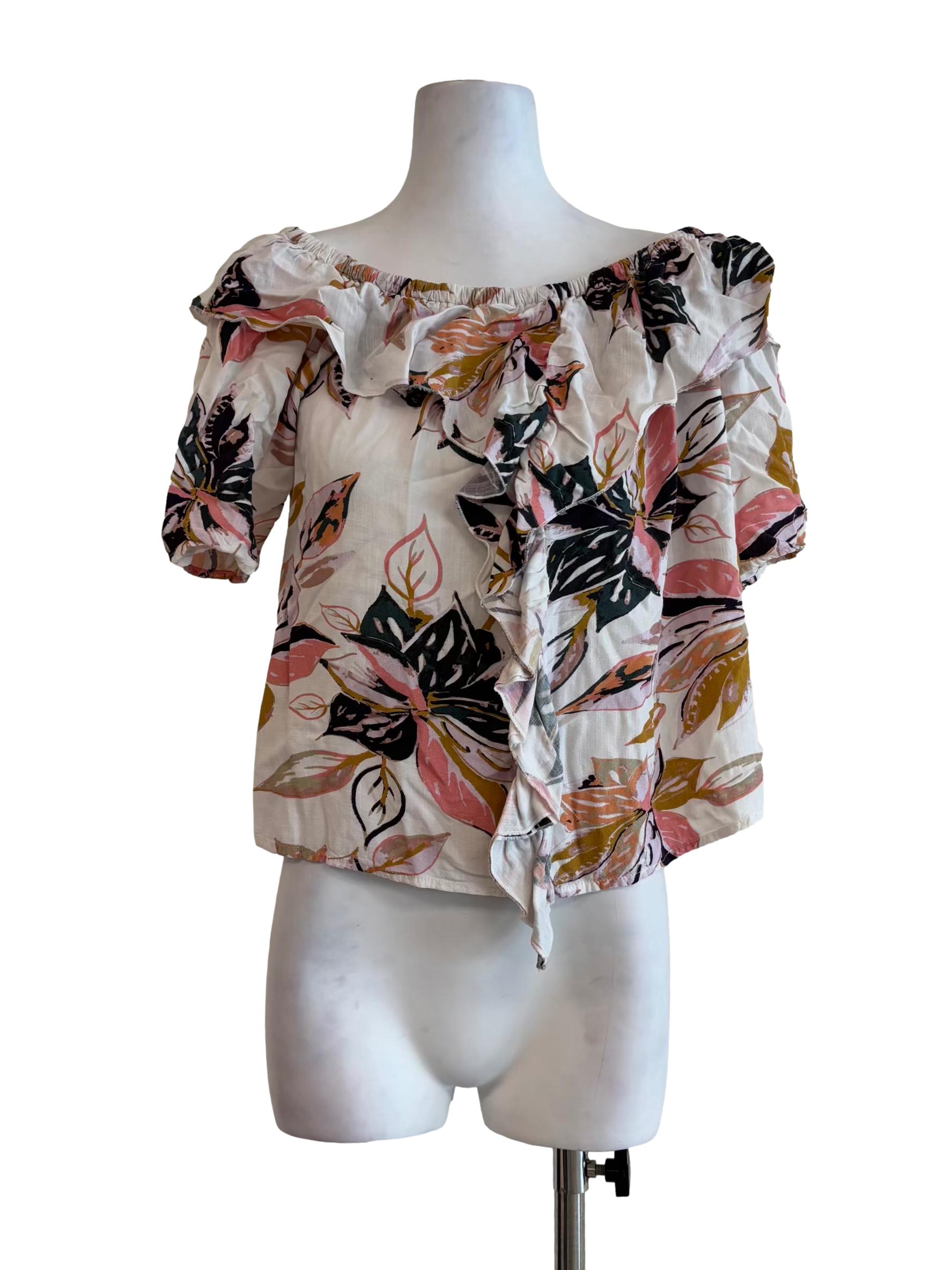 Powder White Off Shoulder Ruffle Top