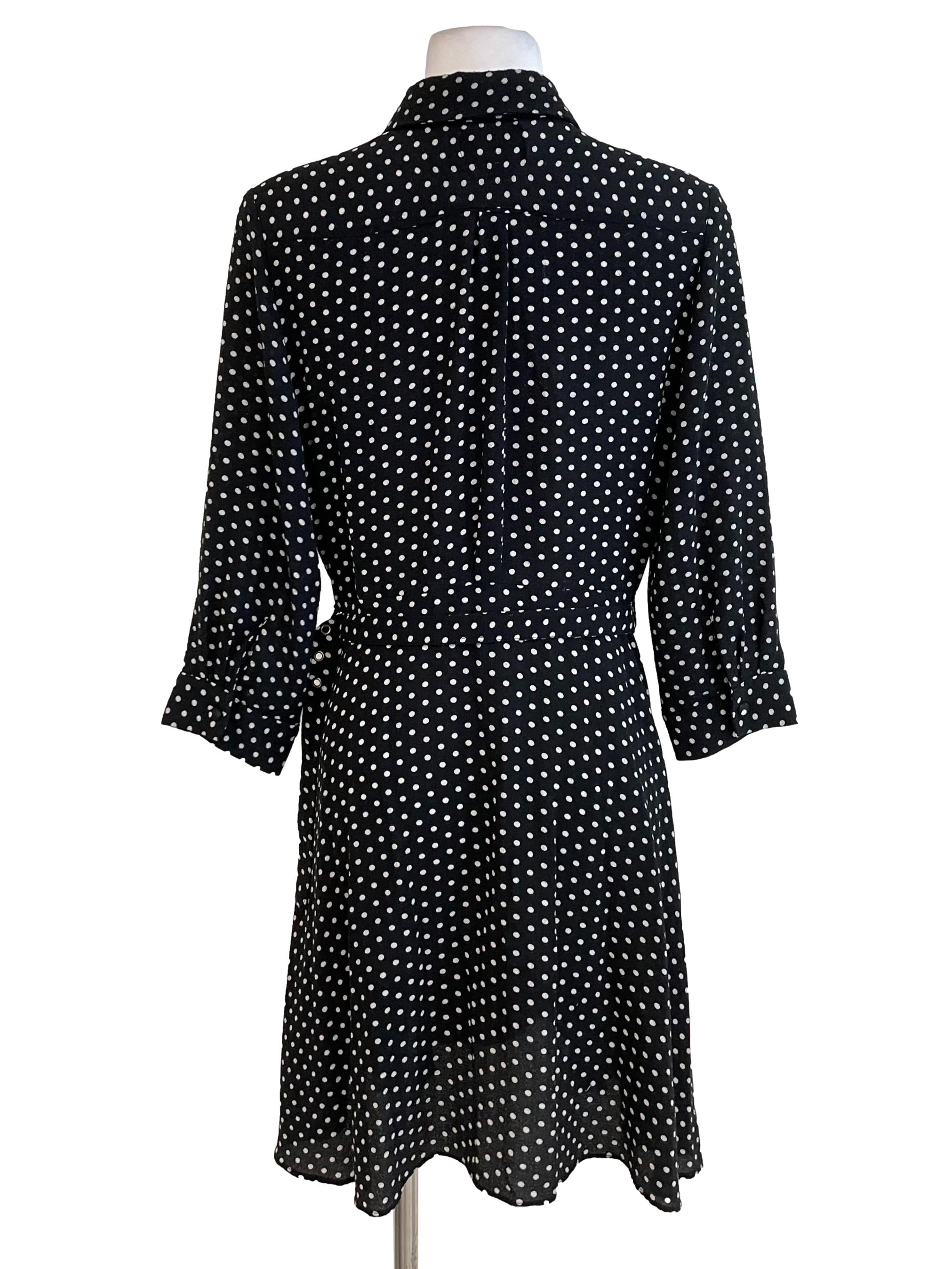 Black Polka Dots Shirt Dress
