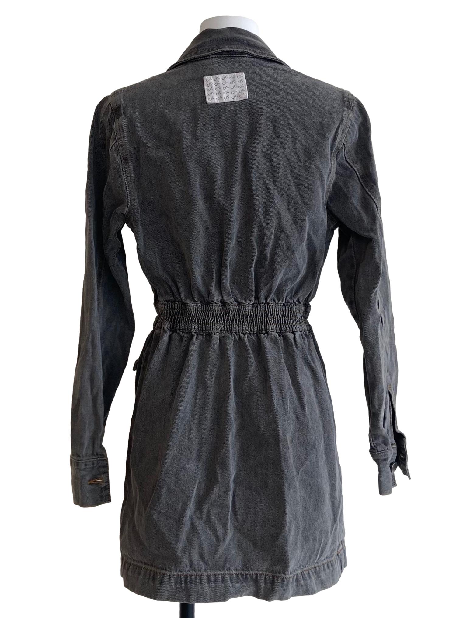 Black Herringbone Pegged Jeans Dress