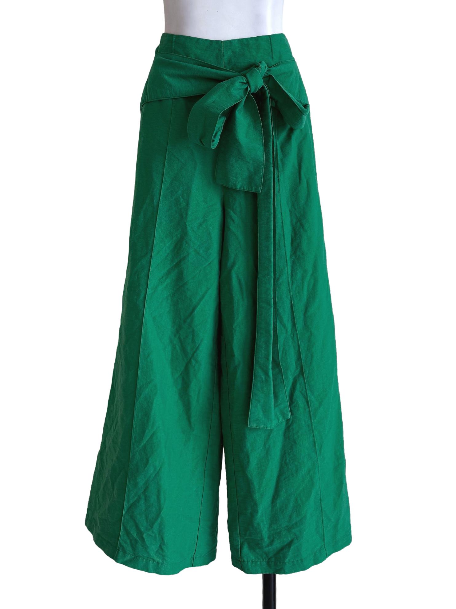 Bottle Green Front Knot Pants LB