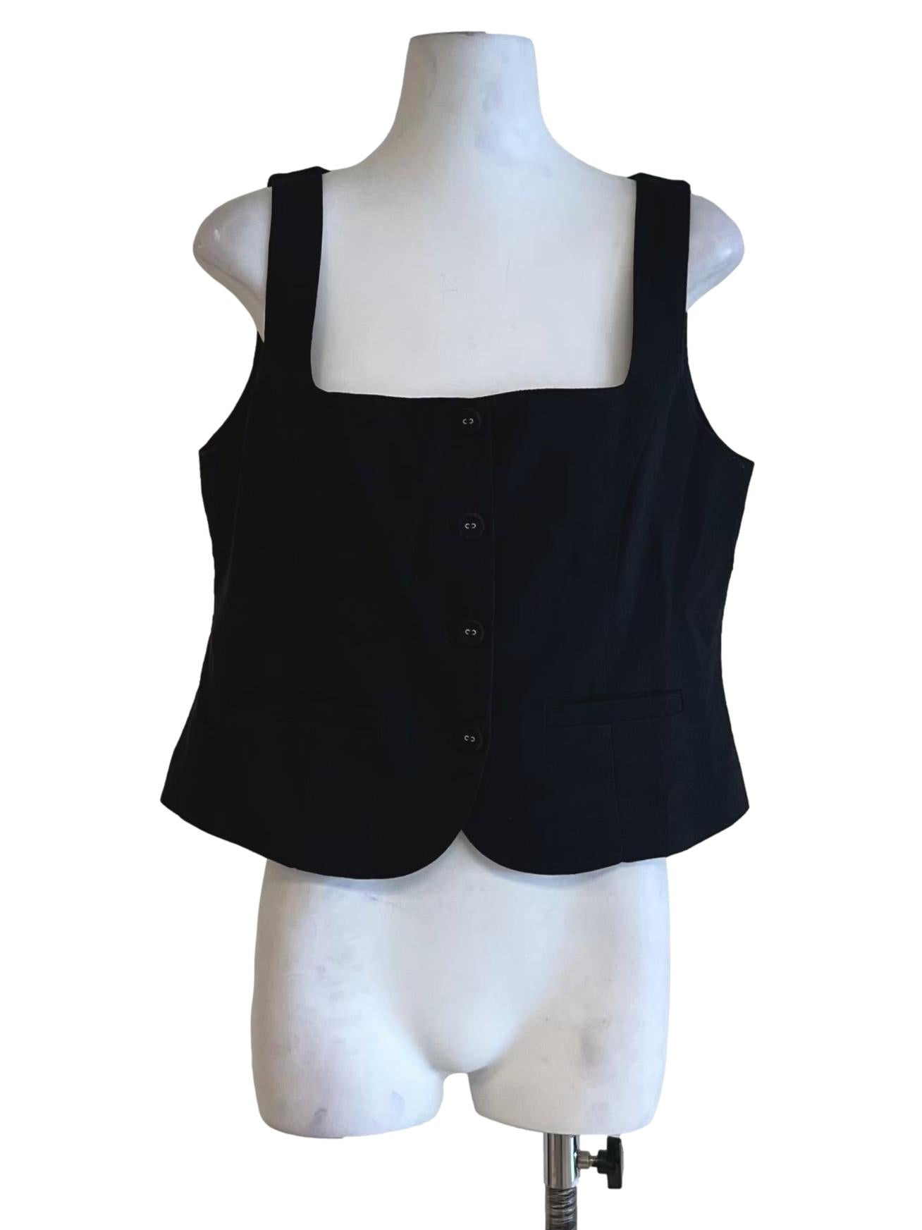 Black Square Neckline Sleeveless Top