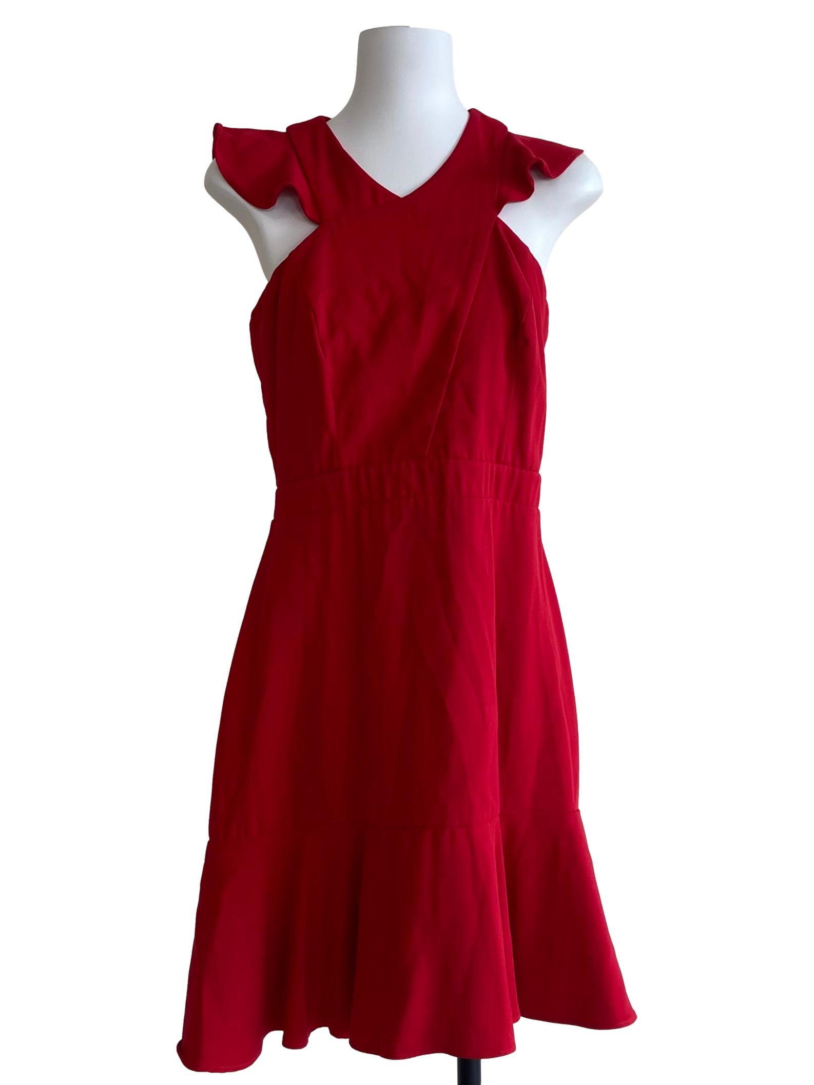 Rose Red Herringbone Drop Waist Dress