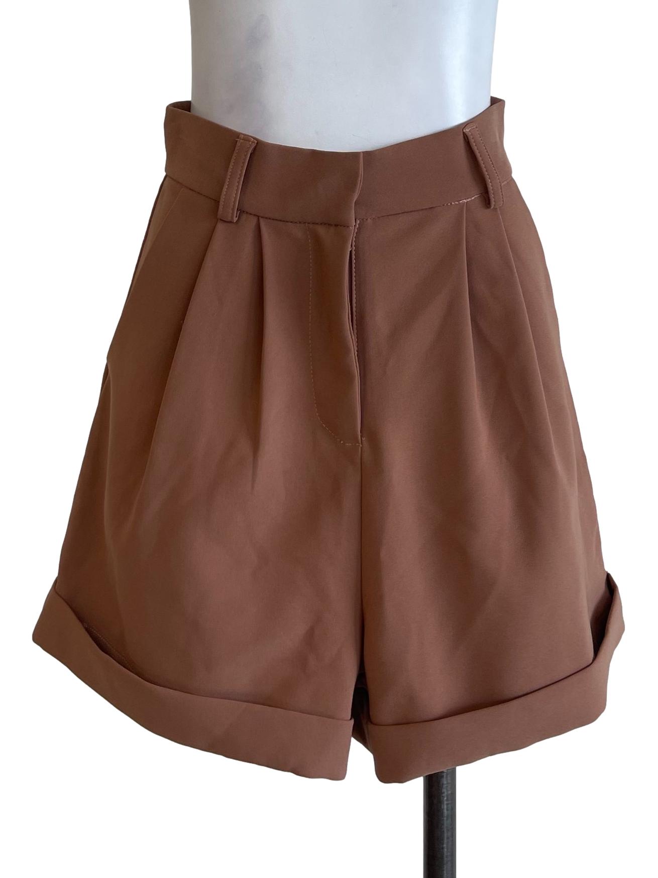 Brown Folded Shorts