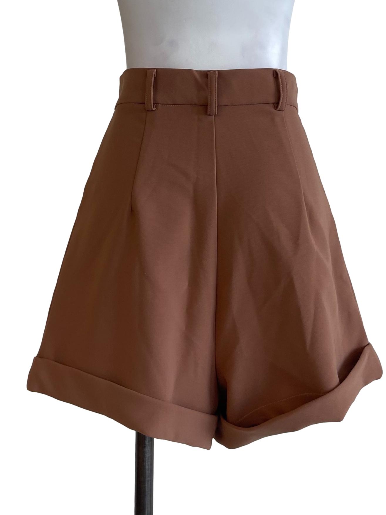 Brown Folded Shorts