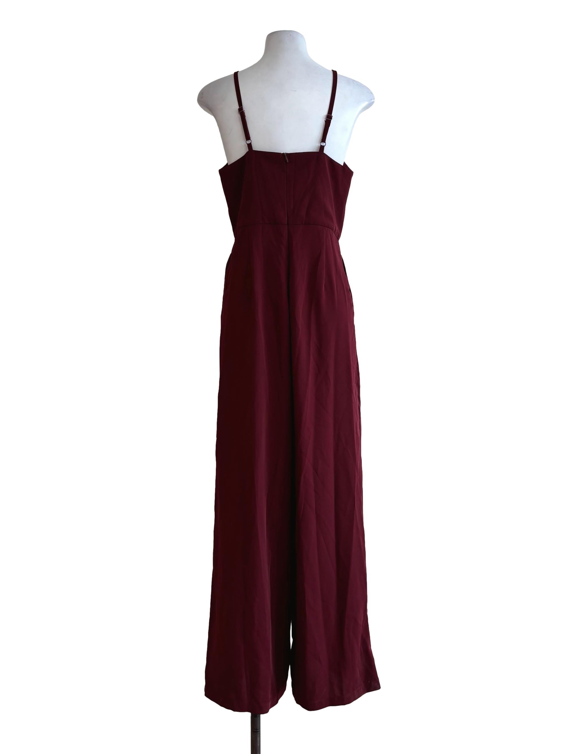Burgundy Apron Neck Jumpsuit