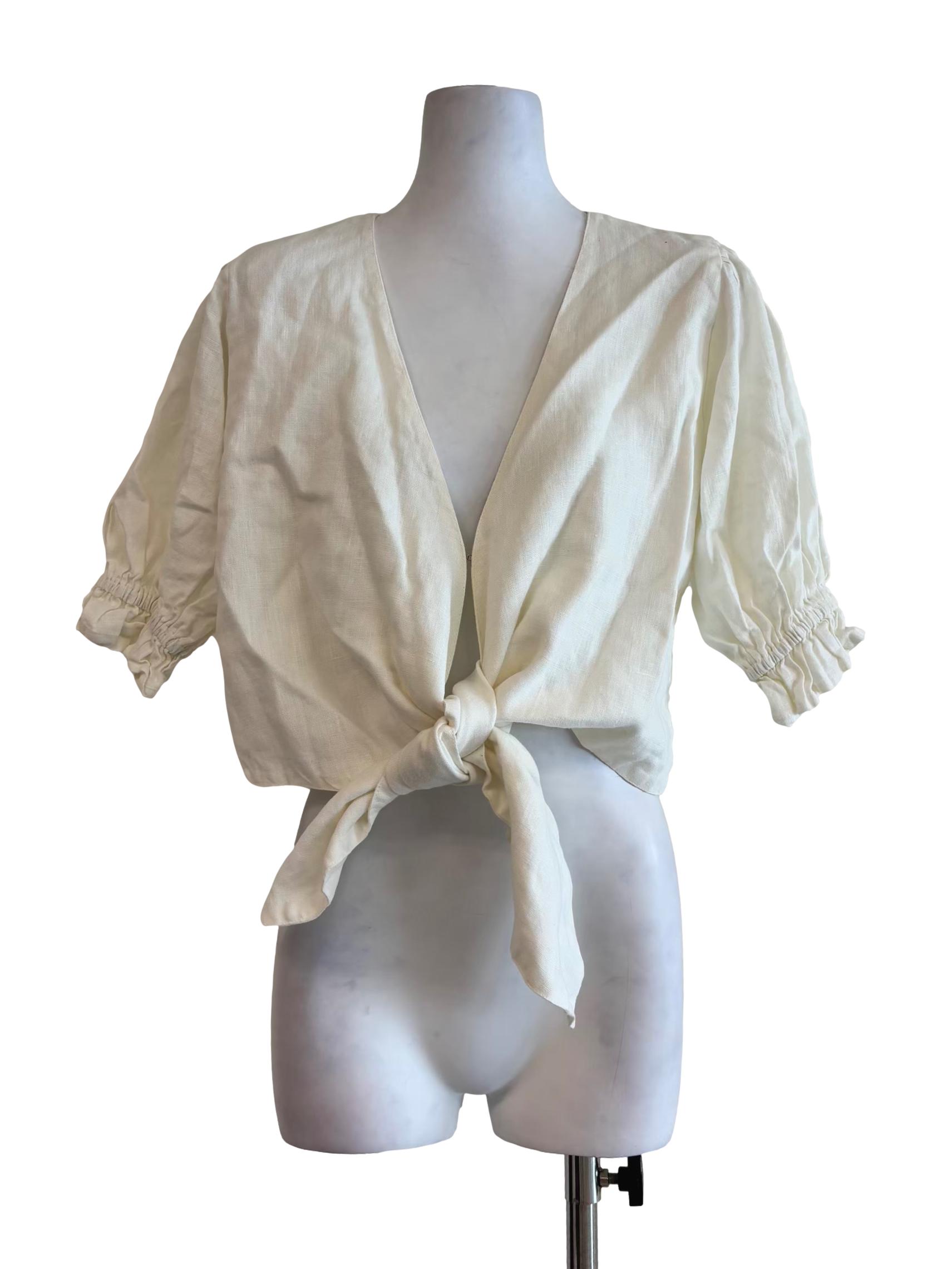 Ivory White Front Knot Blouse