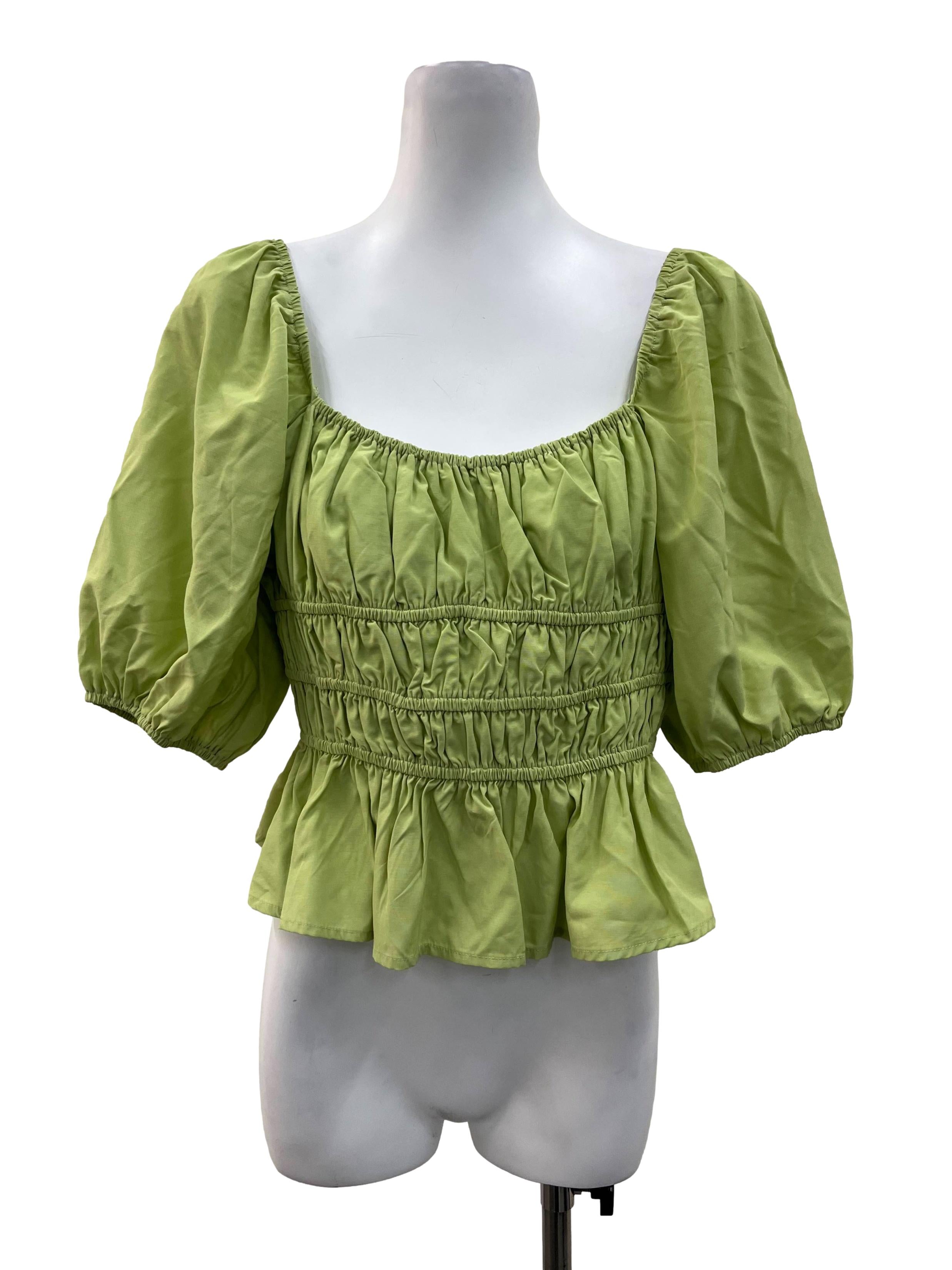 Lime Green Puff Sleeved Top