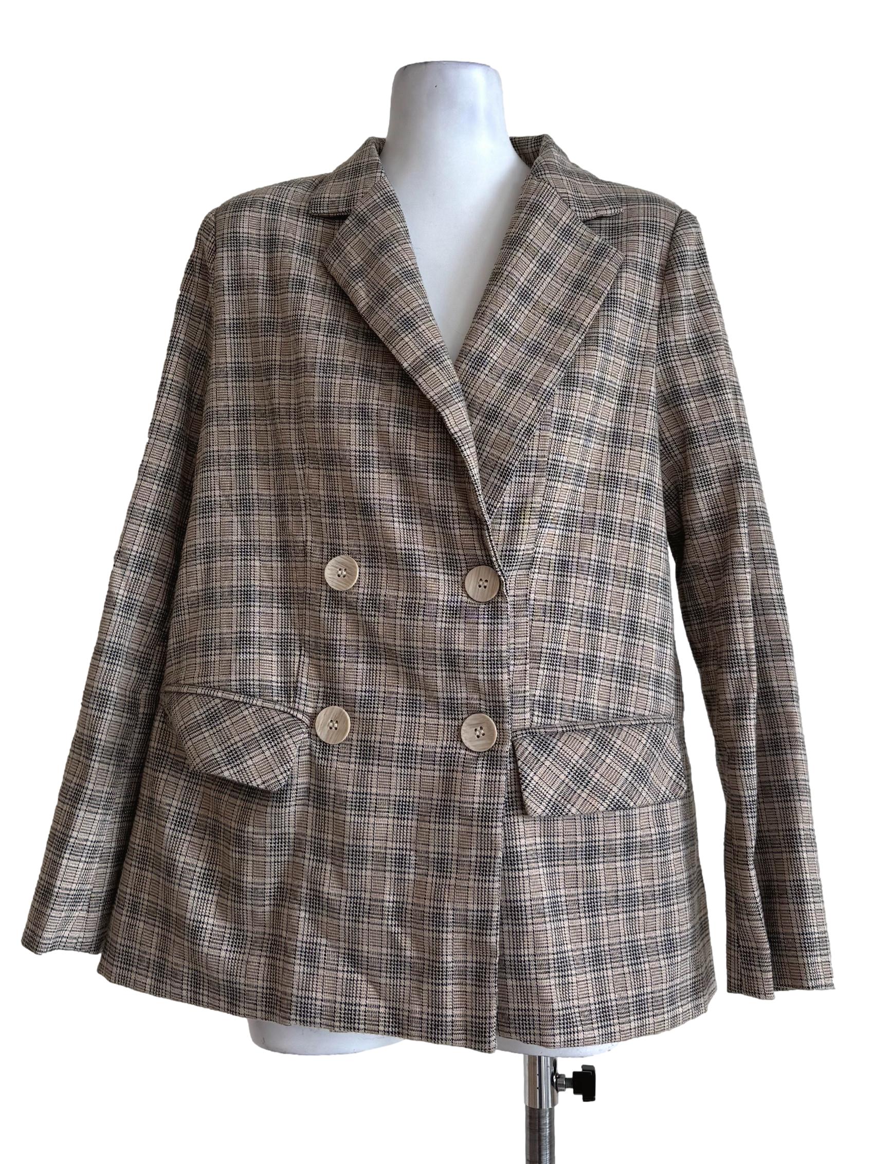 Brown Tweeted Long Sleeve Blazer