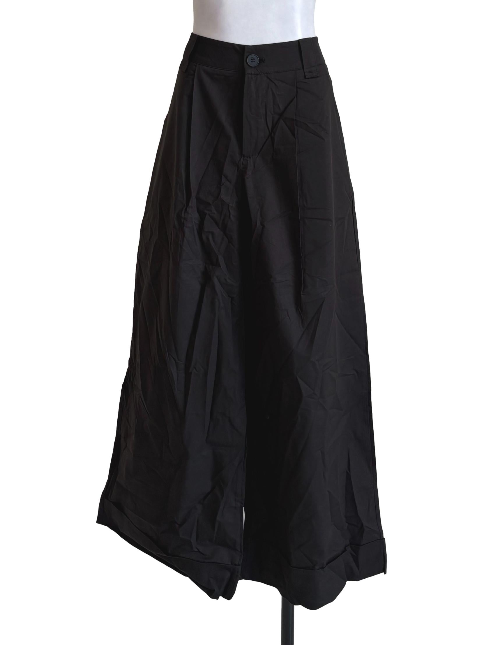 Black Cuffed Wide Leg Pants