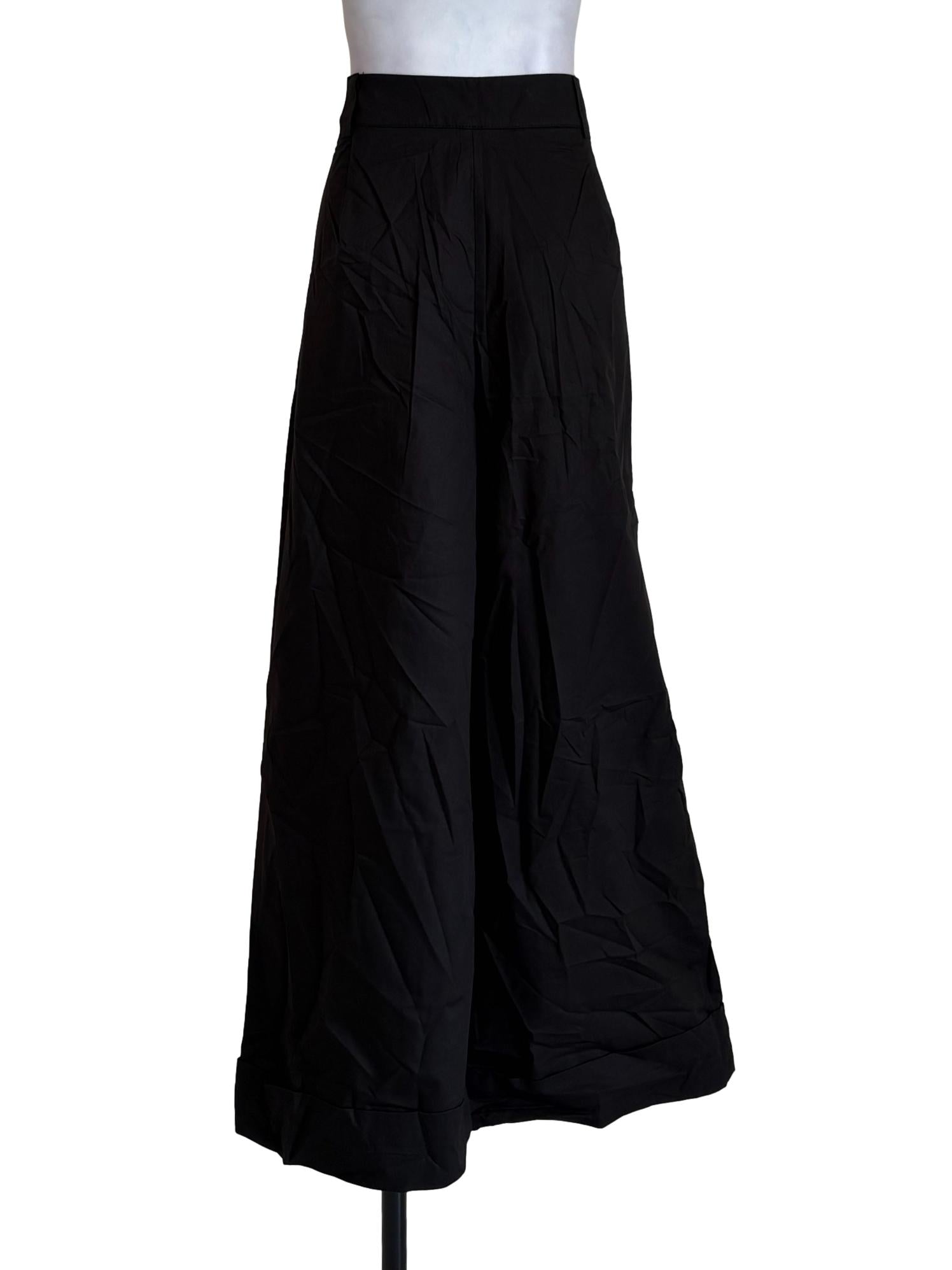 Black Cuffed Wide Leg Pants