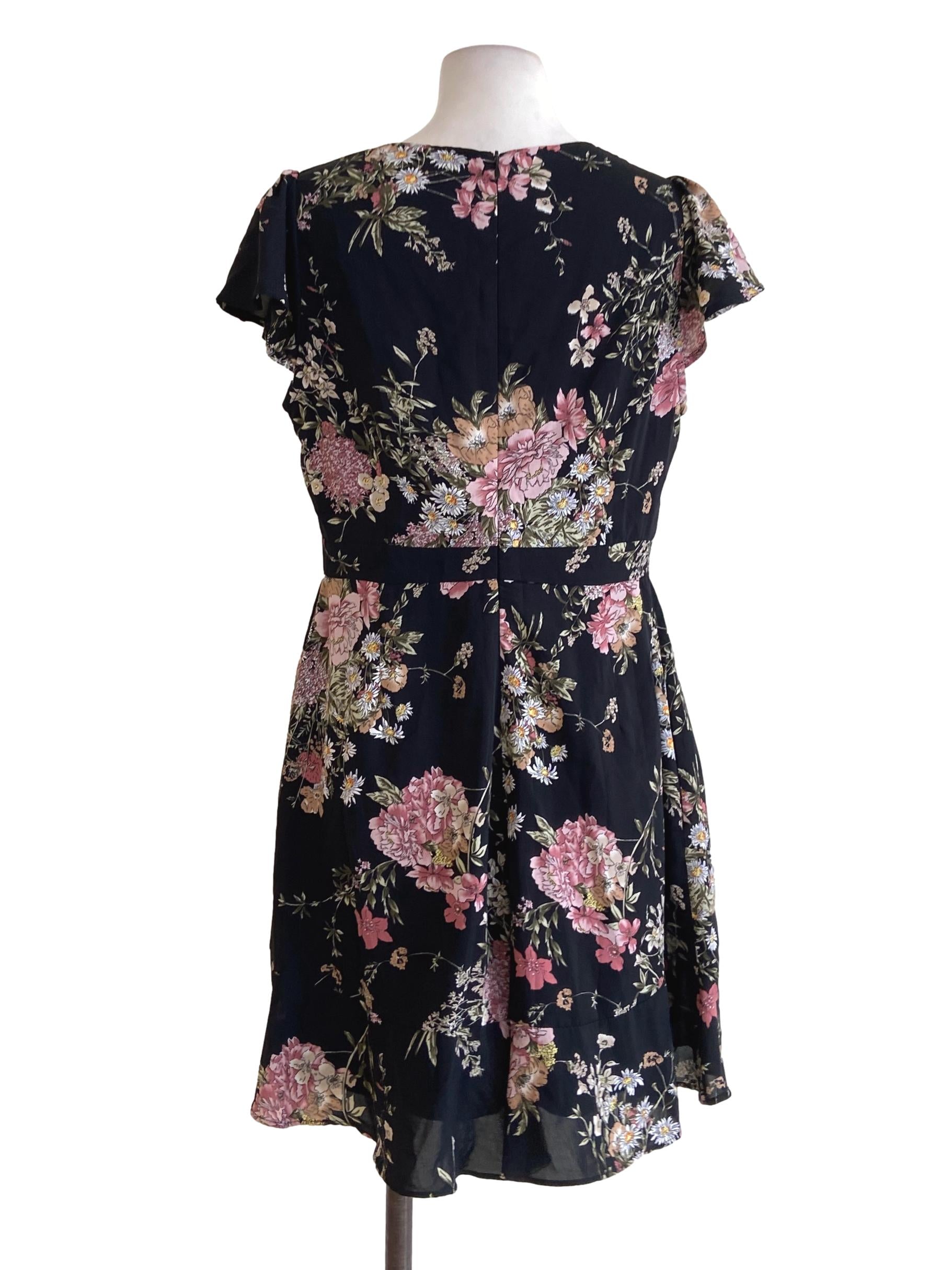 Black & Pink Floral Petal Sleeve Rompers