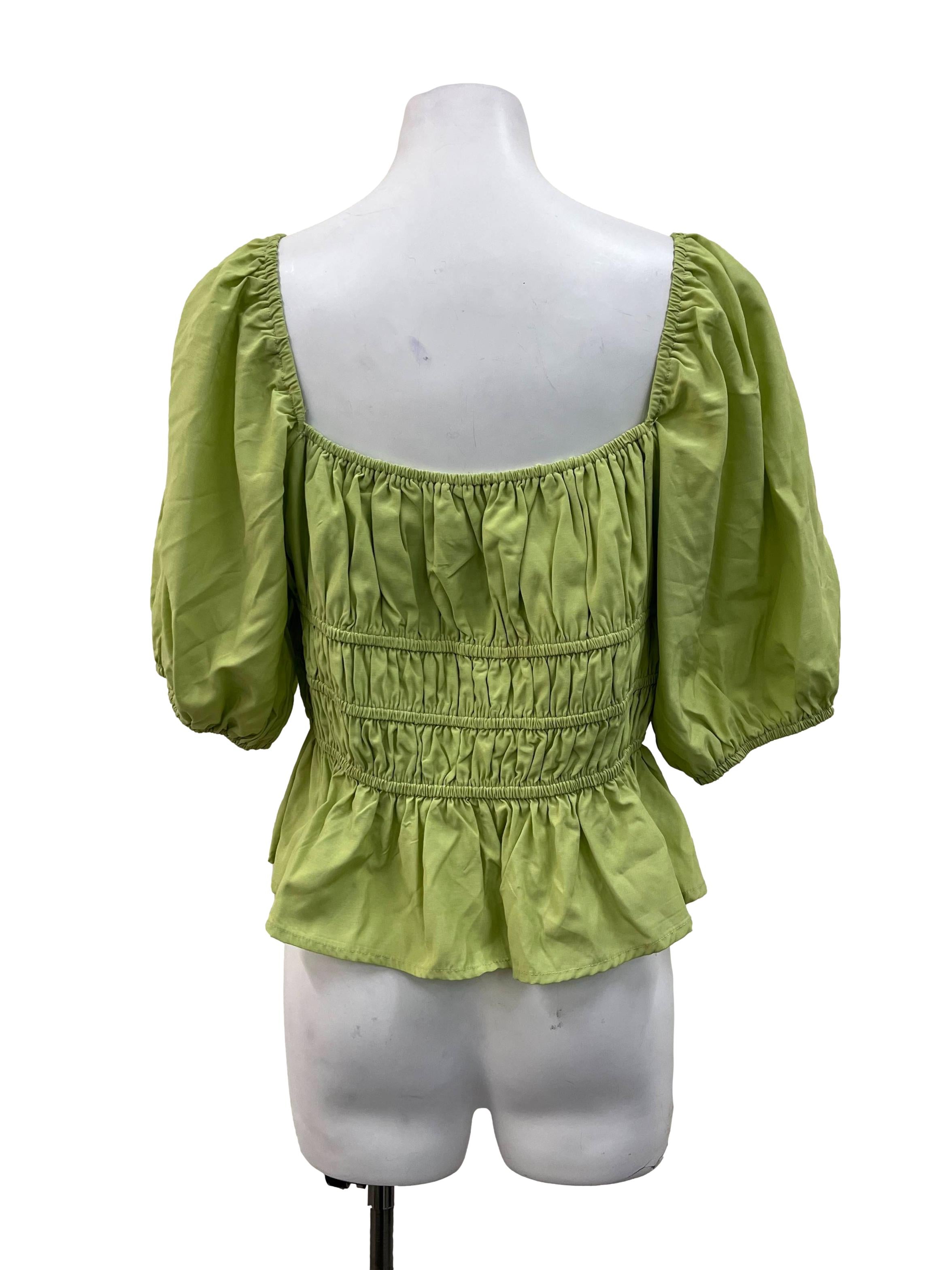Lime Green Puff Sleeved Top