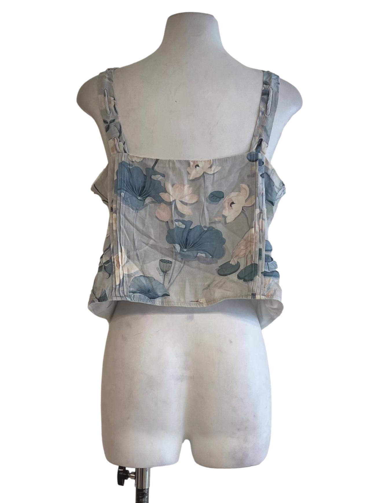 Sky Blue Floral Sleeveless Top