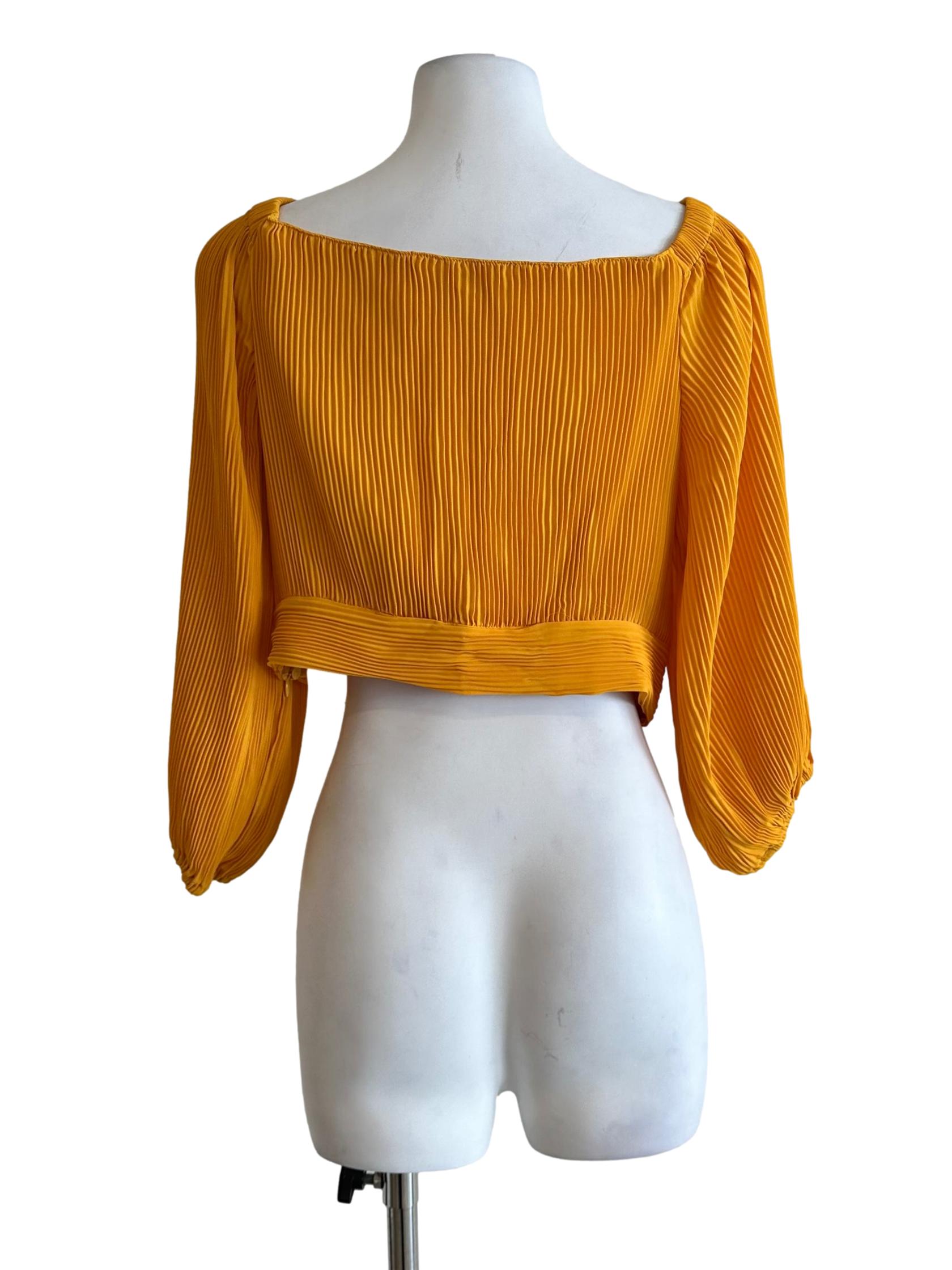 Fire Yellow Pleated Crop Top LB