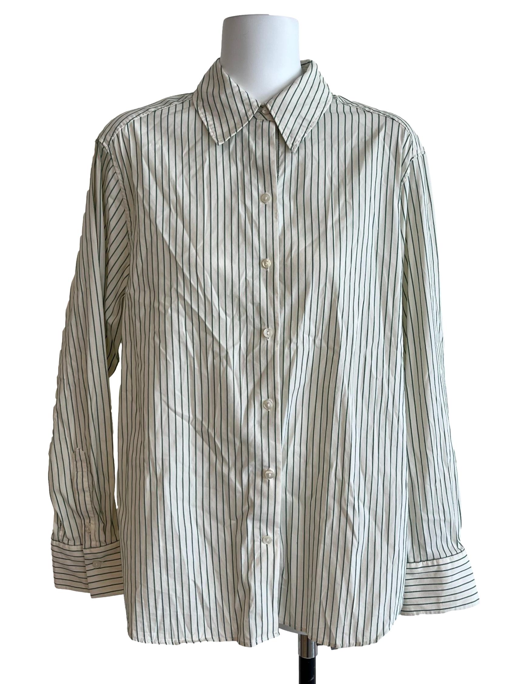 Ivory White Striped Oversized Shirt