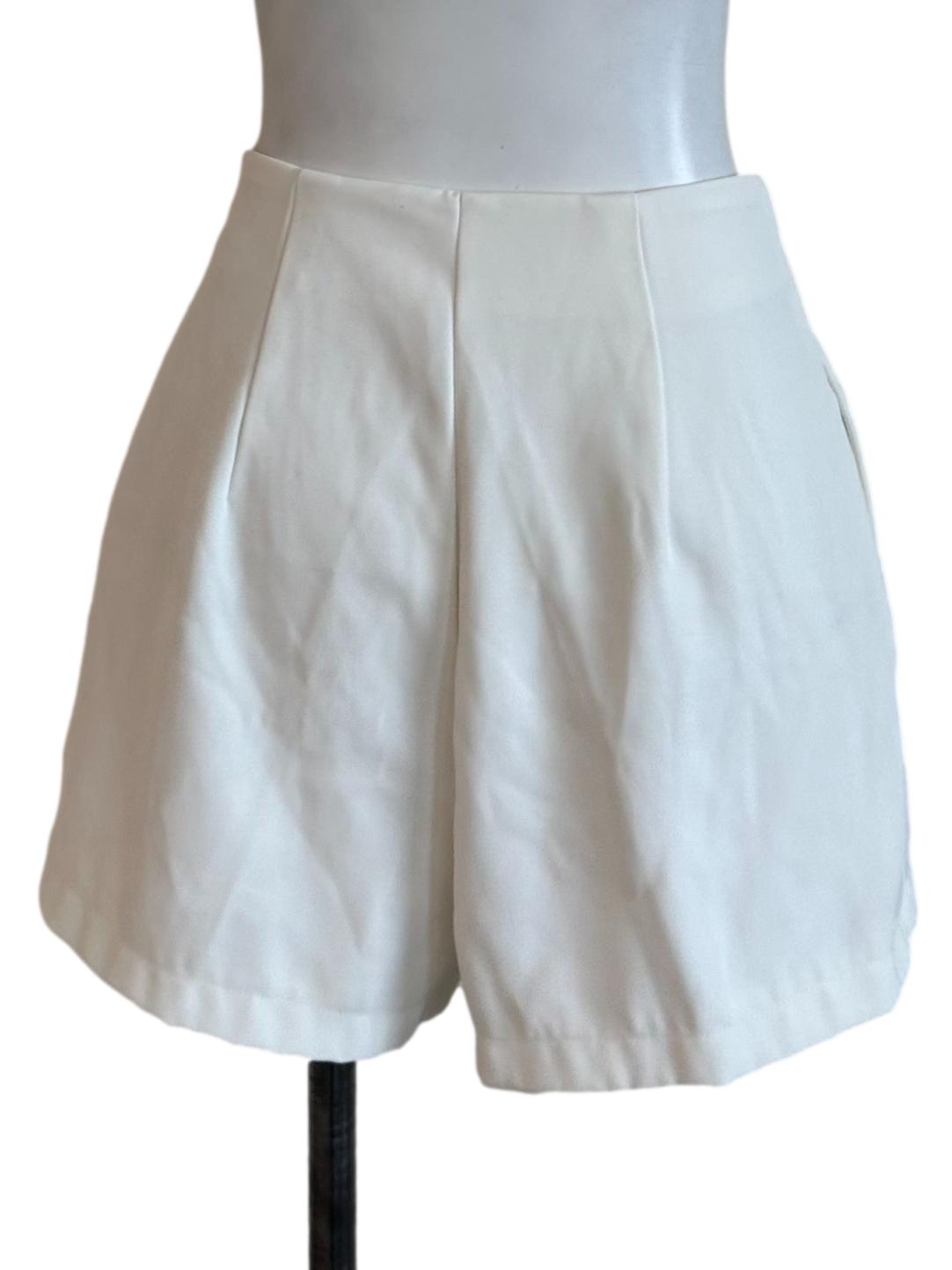 Pearl White Casual Shorts