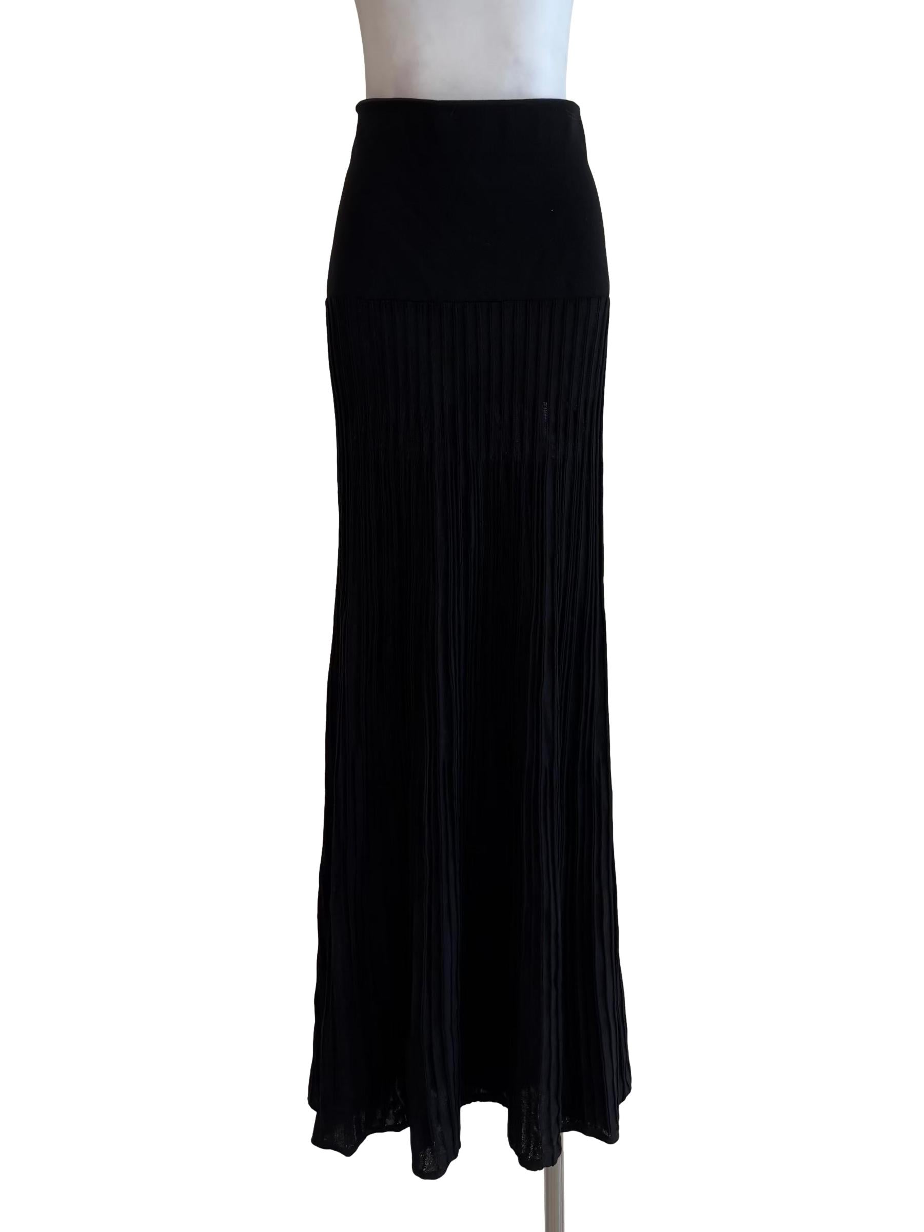 Ink Black Ribbed Maxi Skirt
