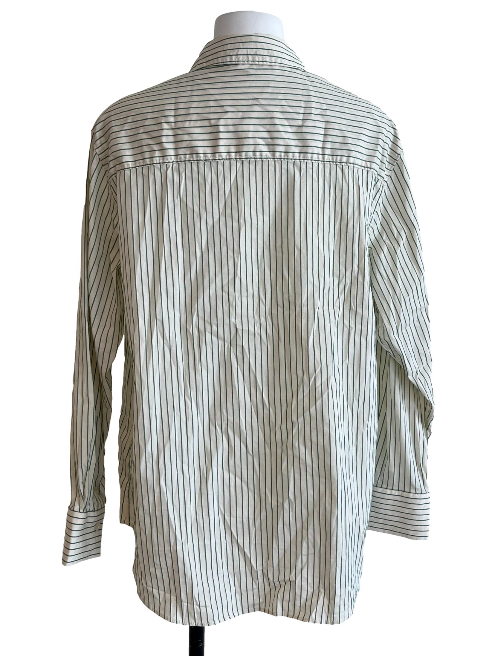 Ivory White Striped Oversized Shirt