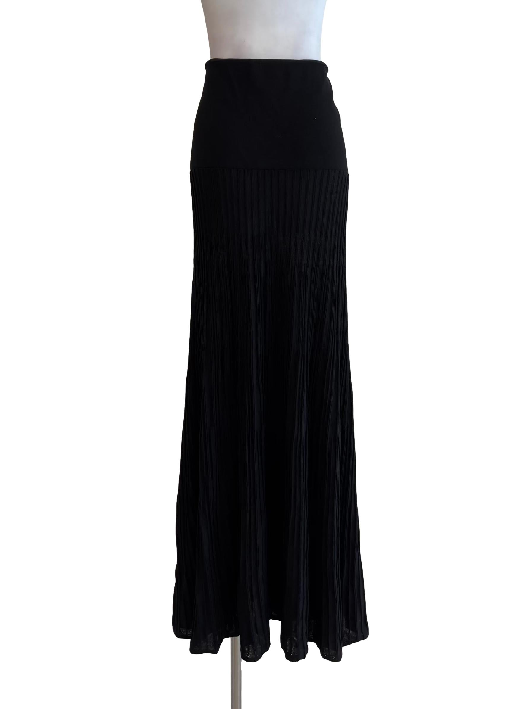 Ink Black Ribbed Maxi Skirt