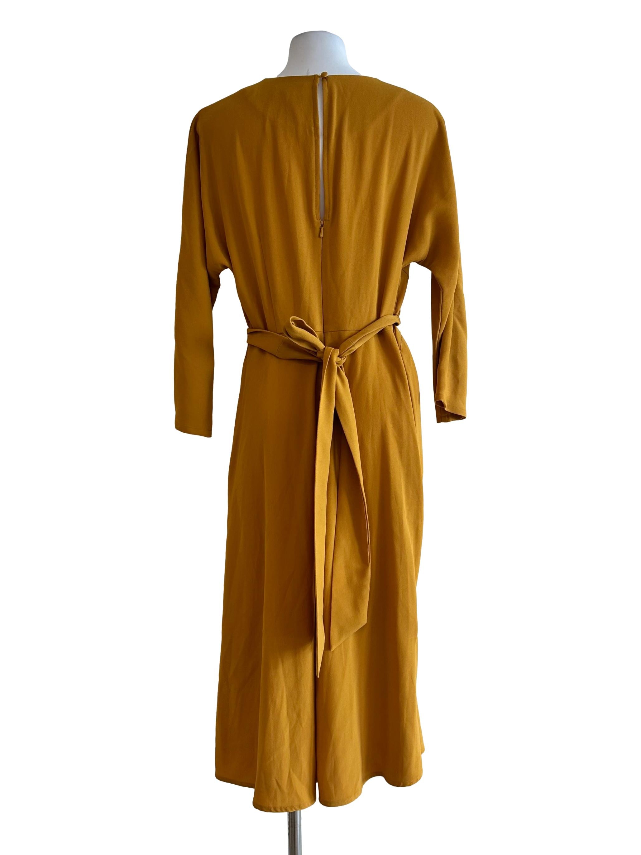 Butterscotch Yellow Round Neck Midi Dress