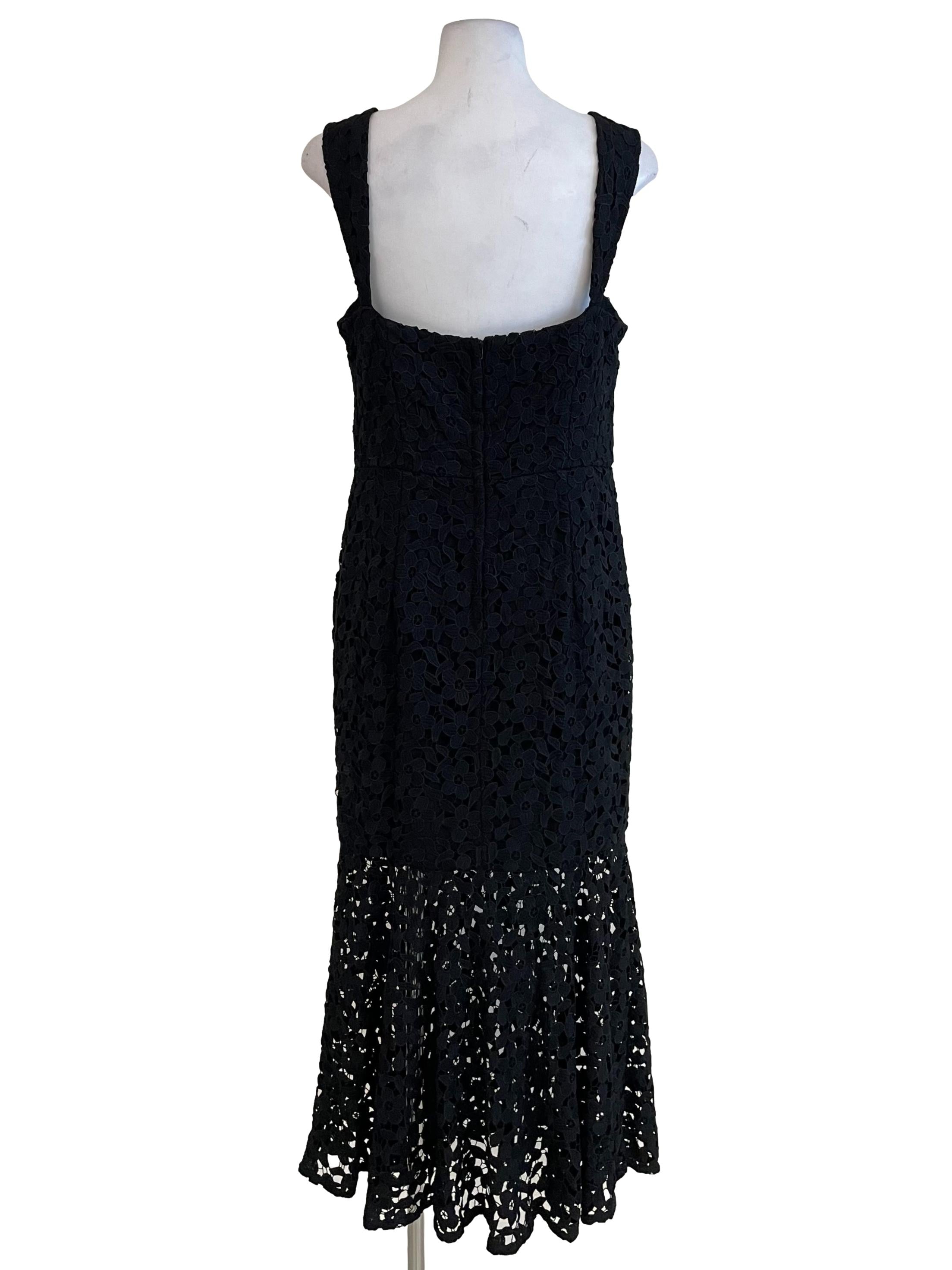 Black Embroidery Flounced Dress