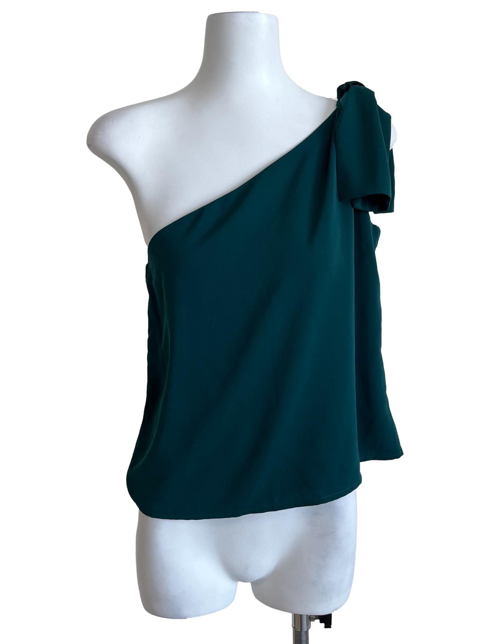 Emerald Green One-Shoulder Blouse