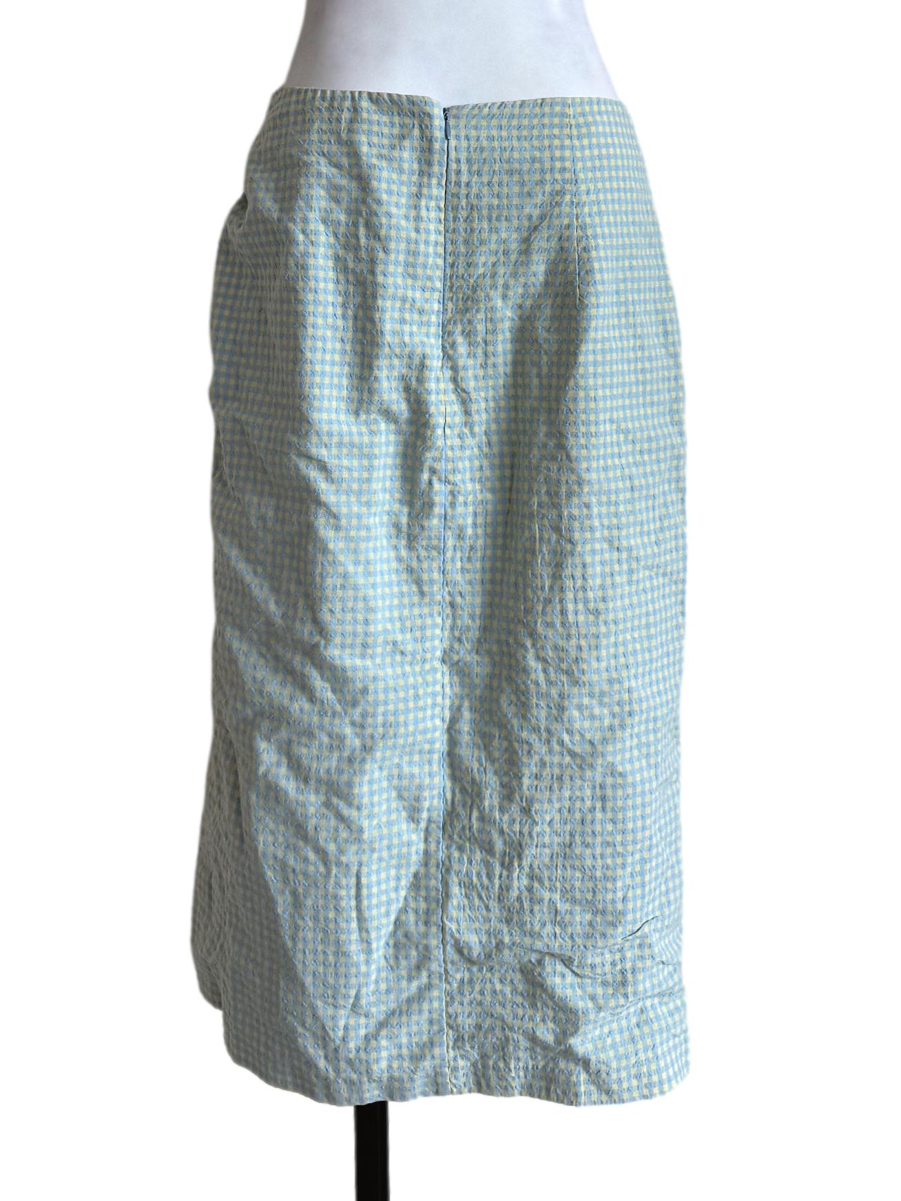 Tiffany And Yellow Gingham Pencil Skirt LB