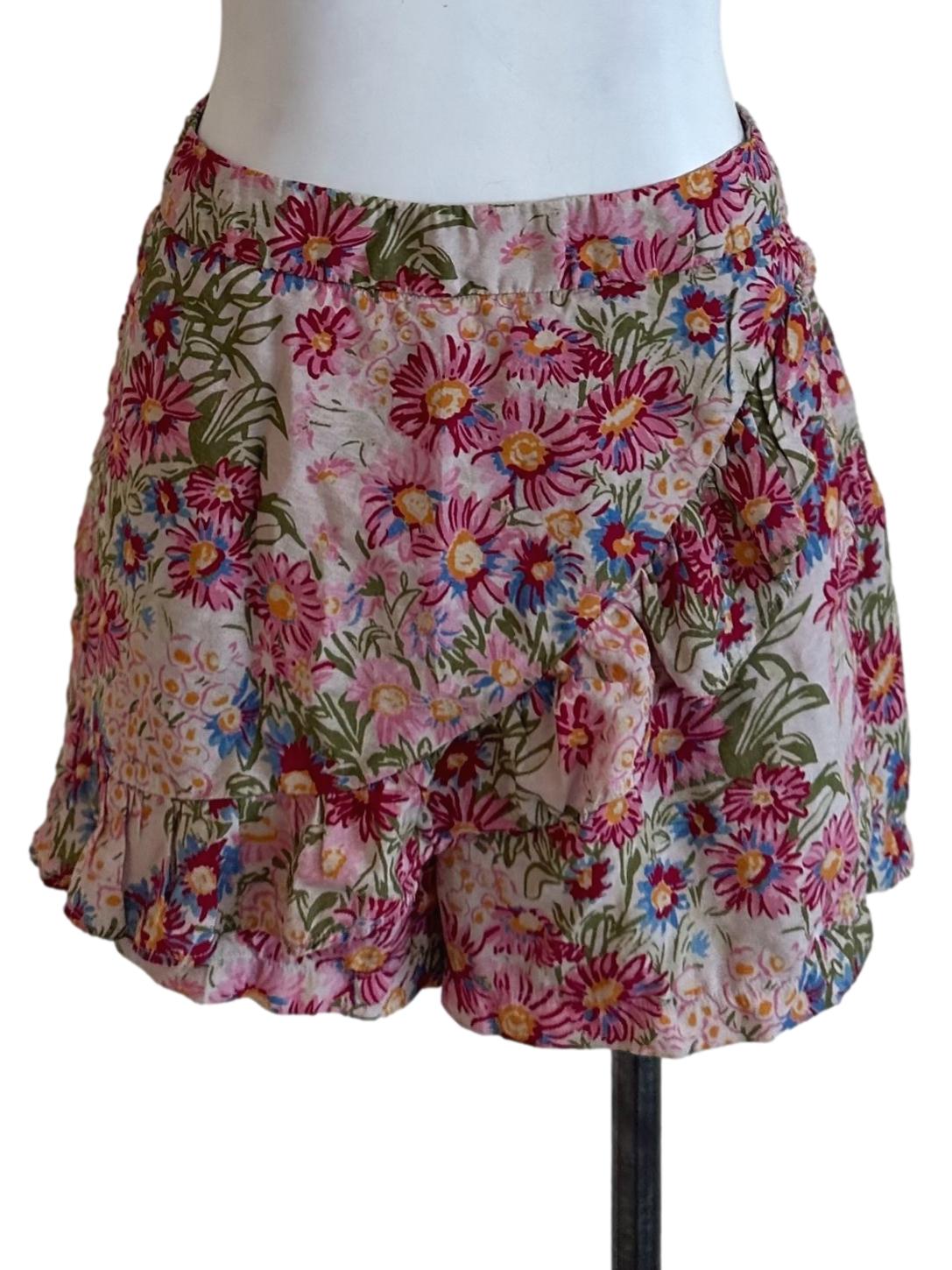 Rose Red Floral Ruffle Shorts