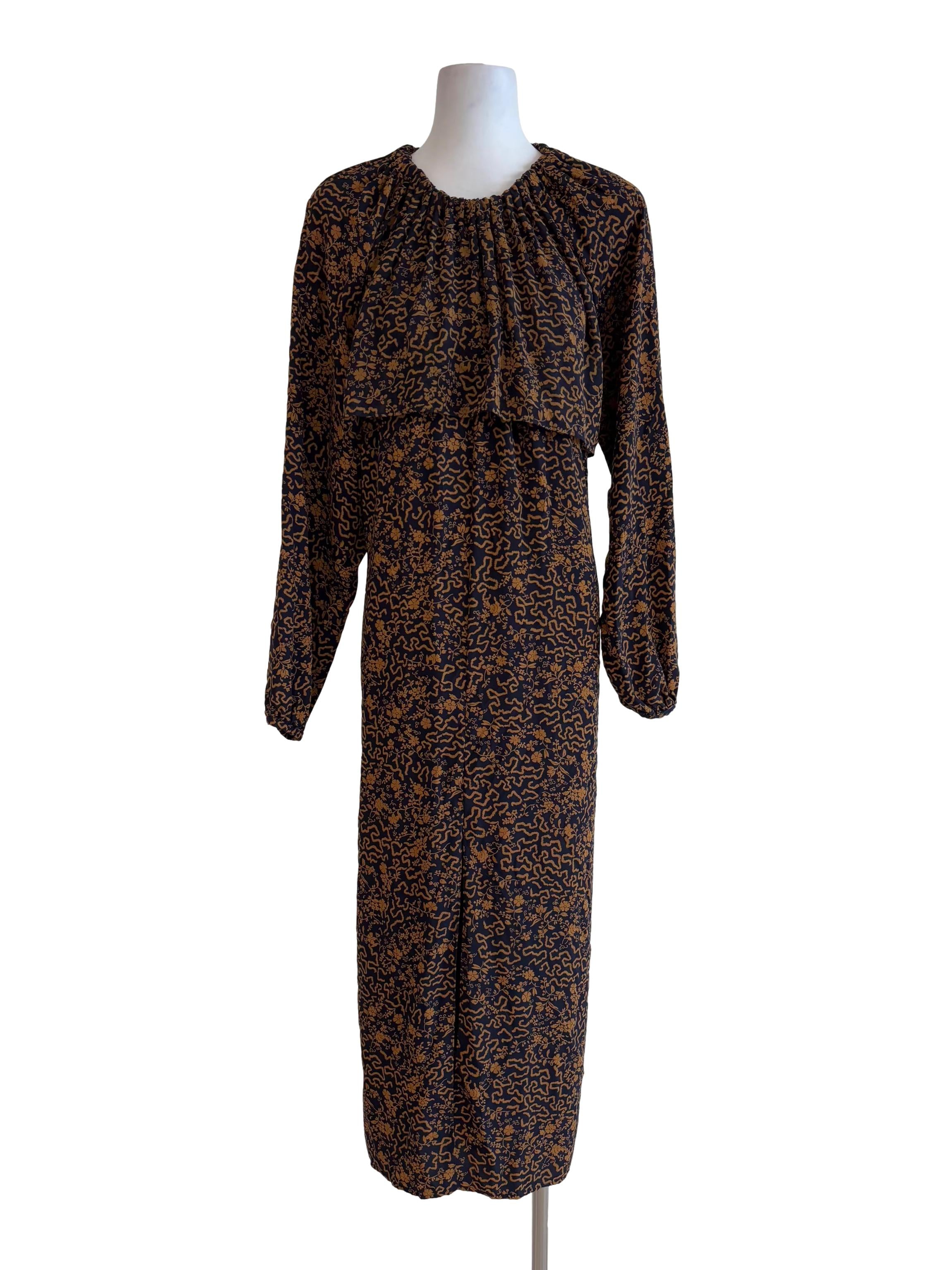 Ginger Brown Black Printed Shift Dress