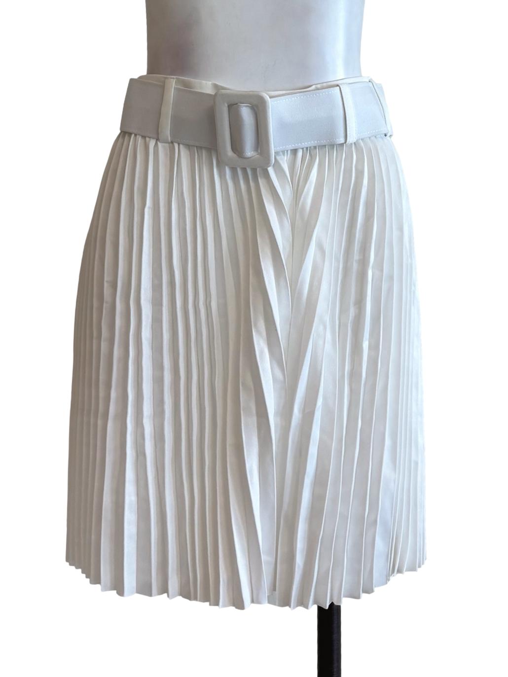 Powder White Pleated Shorts