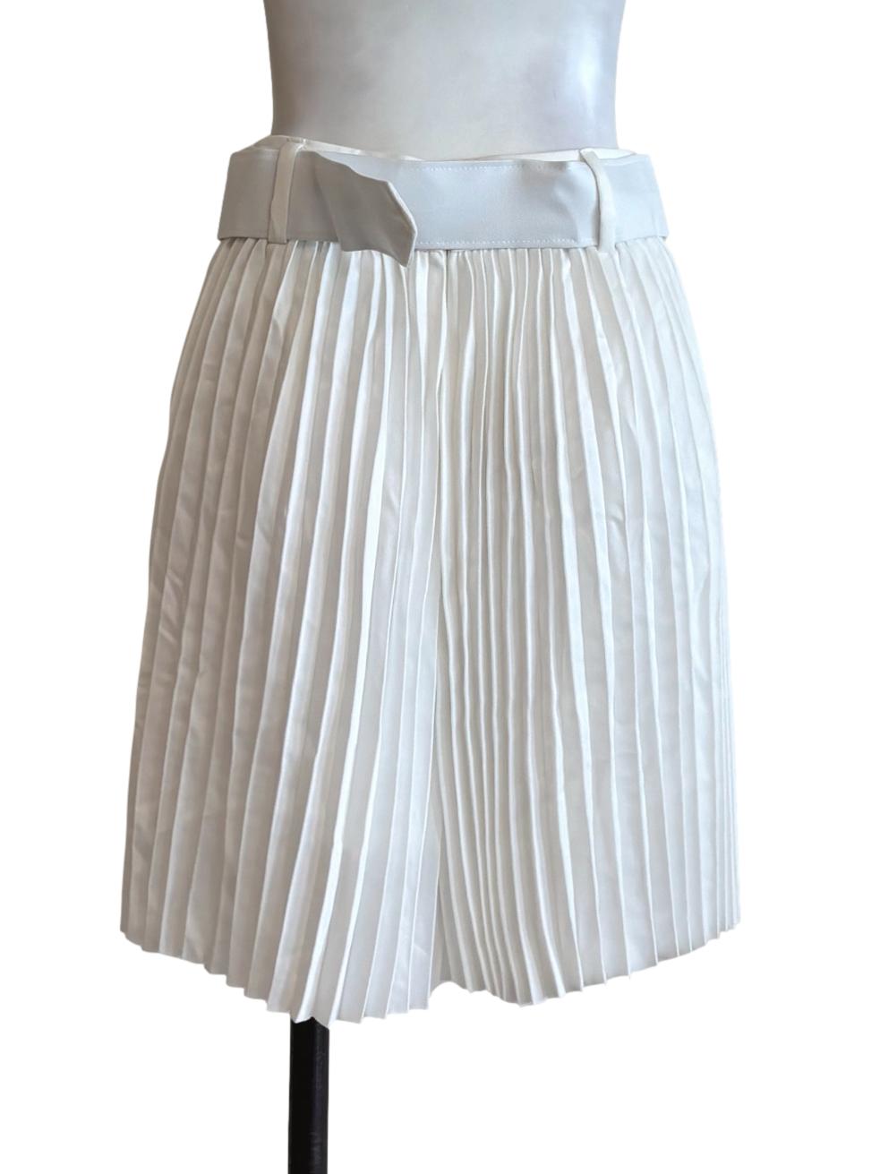 Powder White Pleated Shorts