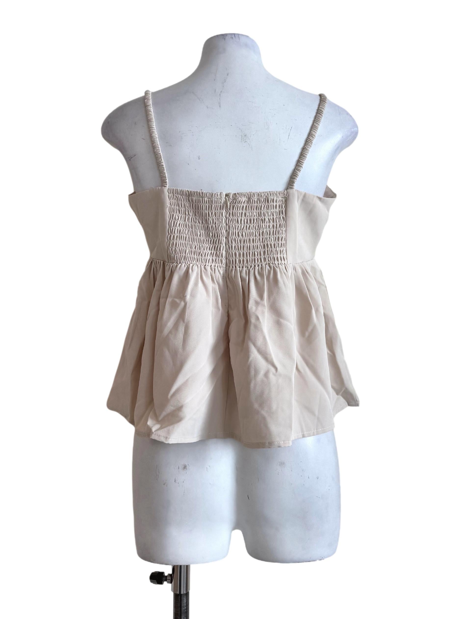 Beige Padded Sleeveless Top