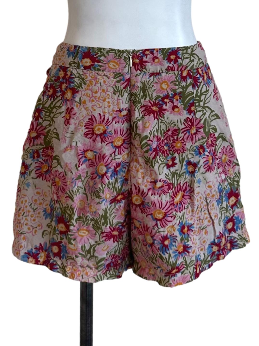 Rose Red Floral Ruffle Shorts