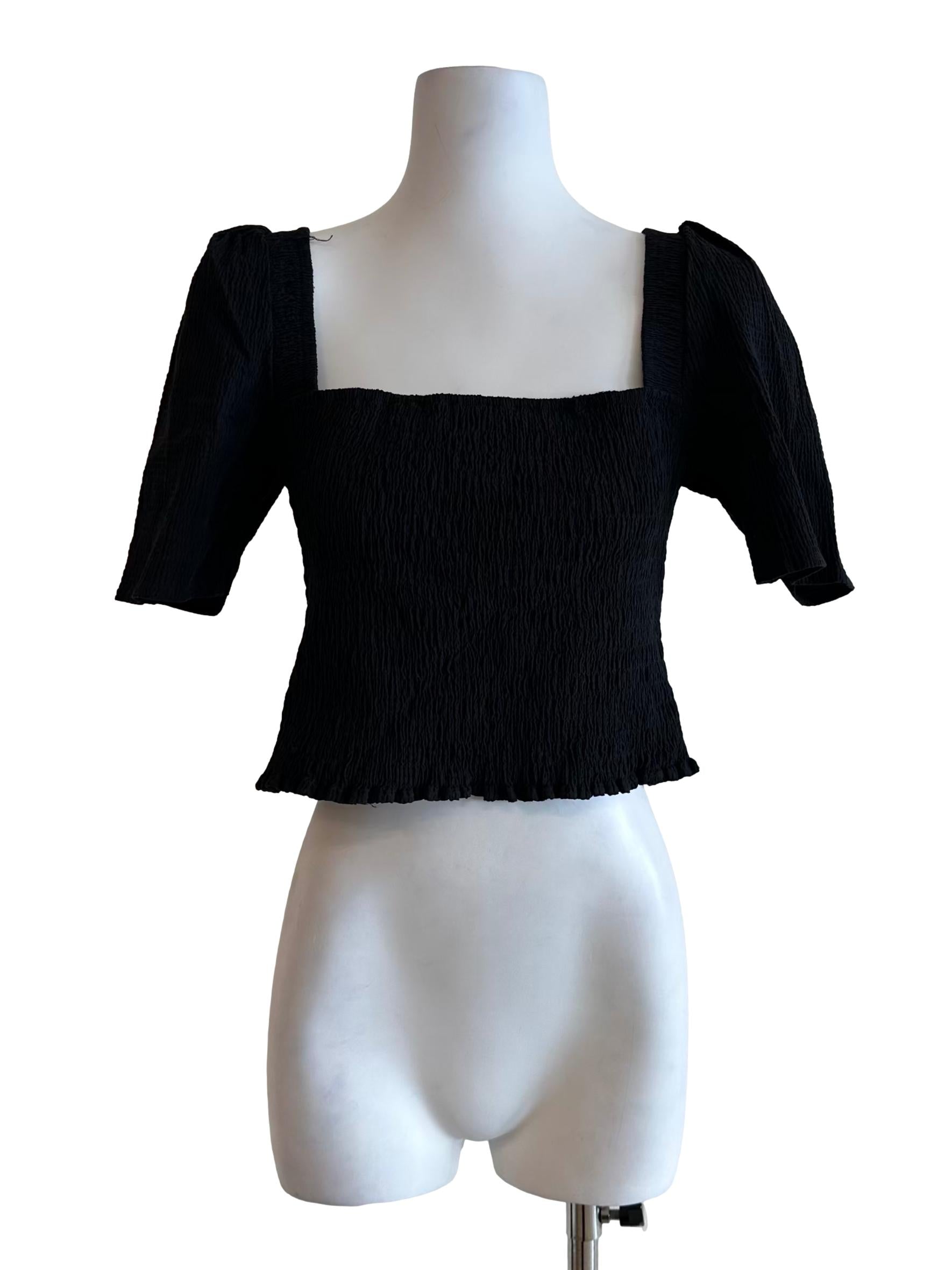 Spider Black Smocked Pattern Top LB