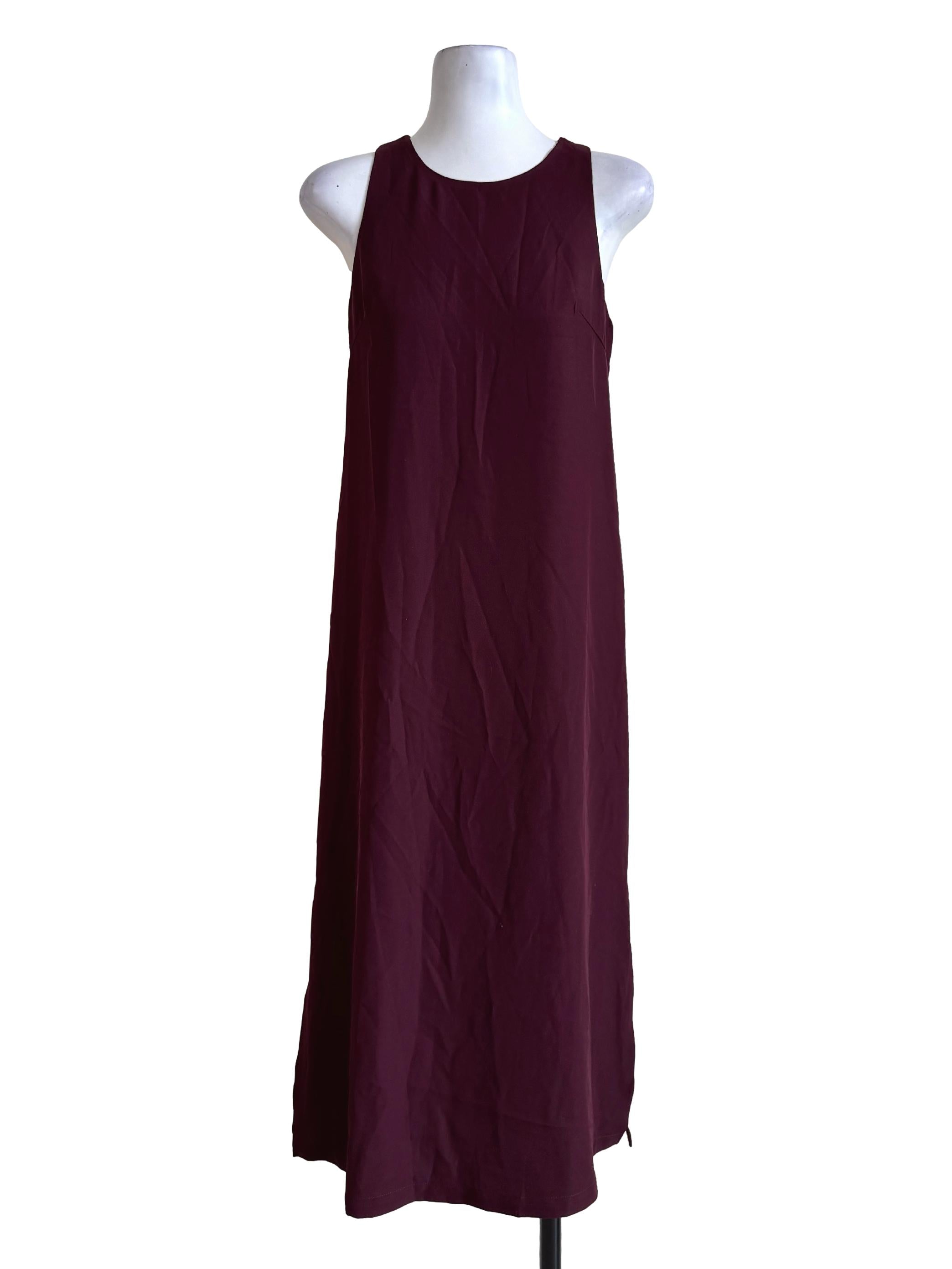 Wine Red Sleeveless Shift Dress