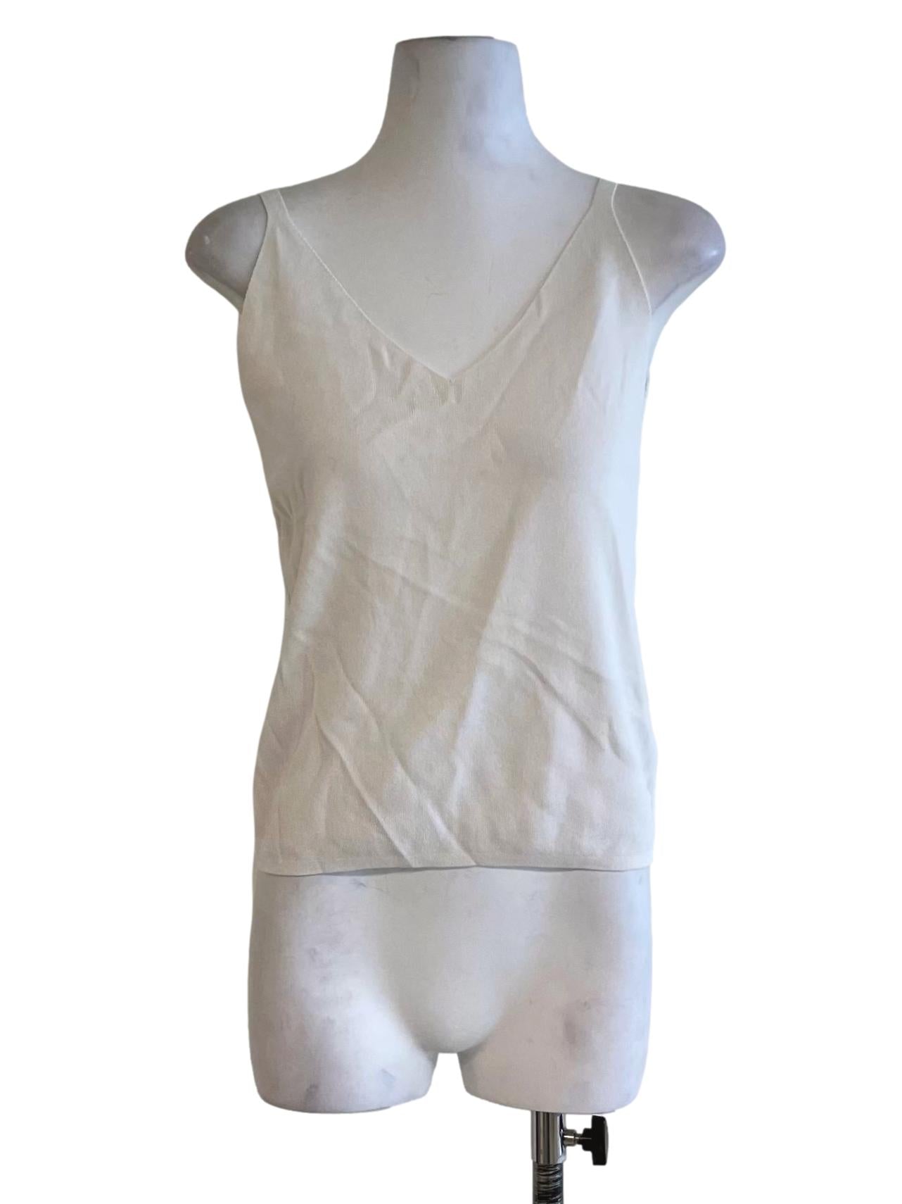 White V-Neckline Sleeveless Top