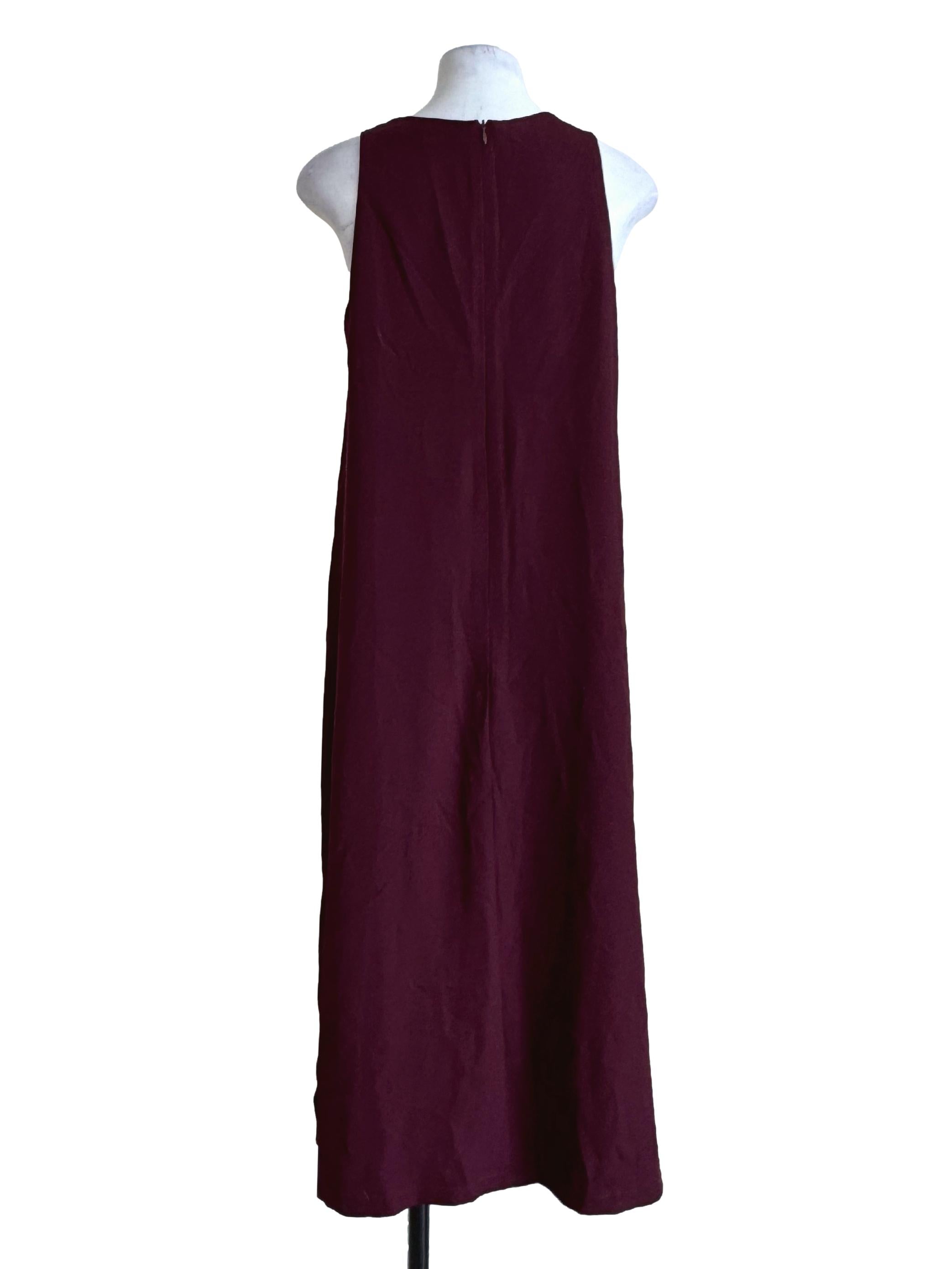 Wine Red Sleeveless Shift Dress