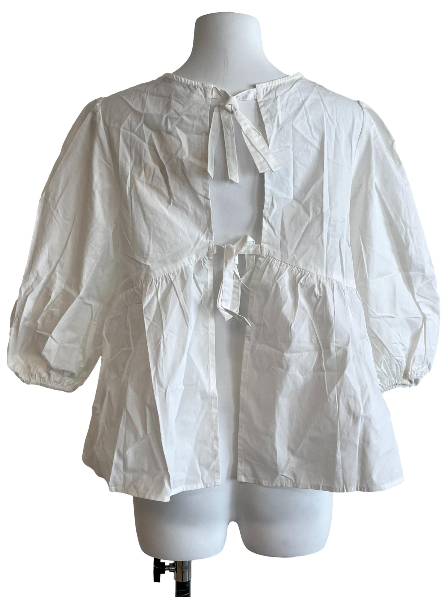 Pearl White Puff Sleeve Blouse
