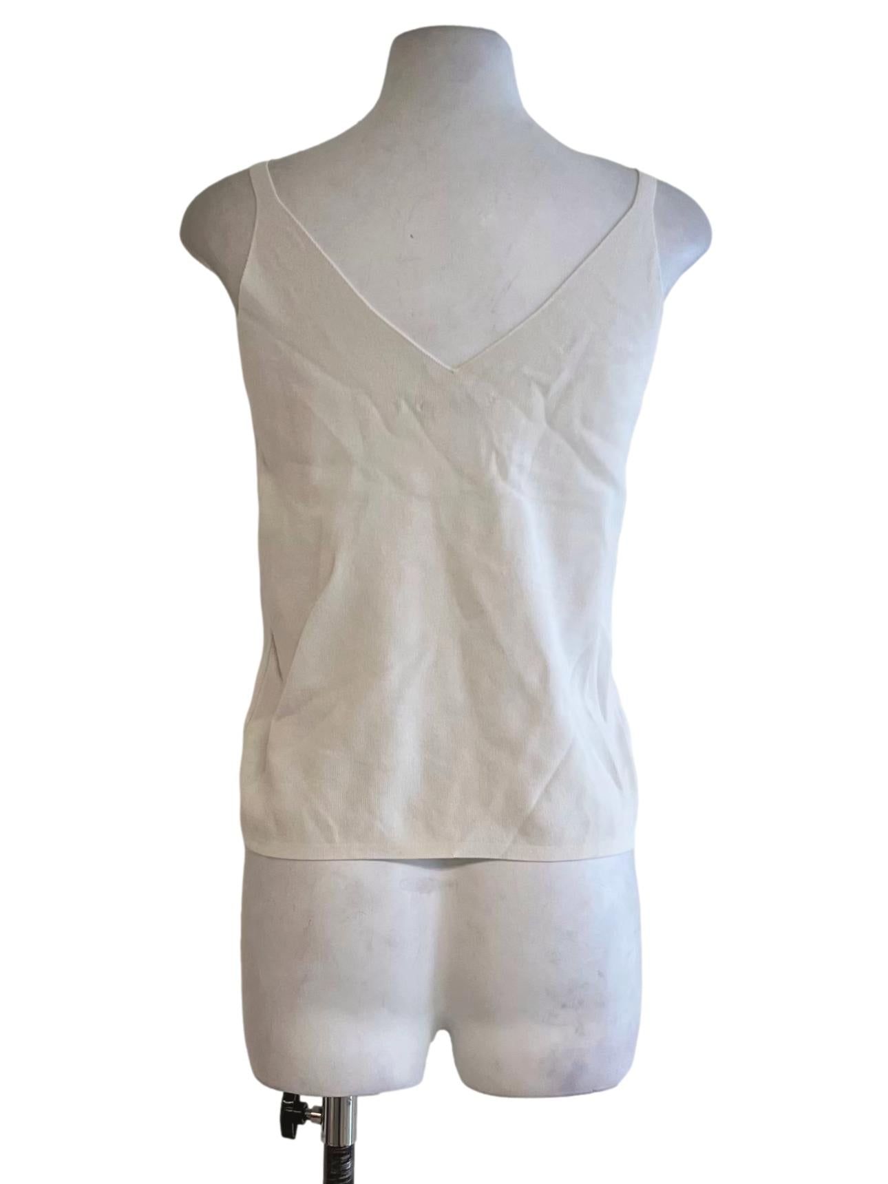 White V-Neckline Sleeveless Top