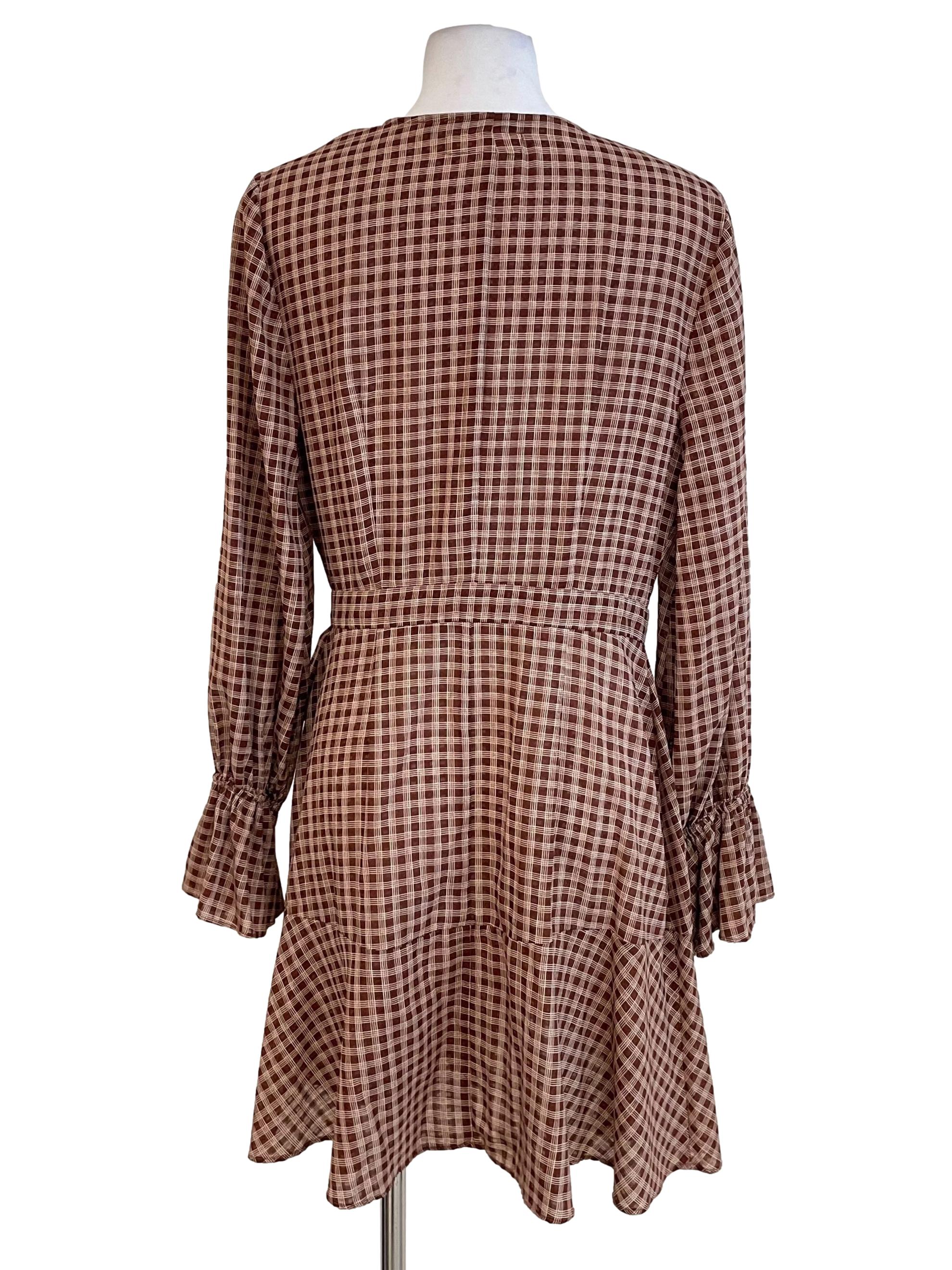 Tawny Checks Wrap Dress