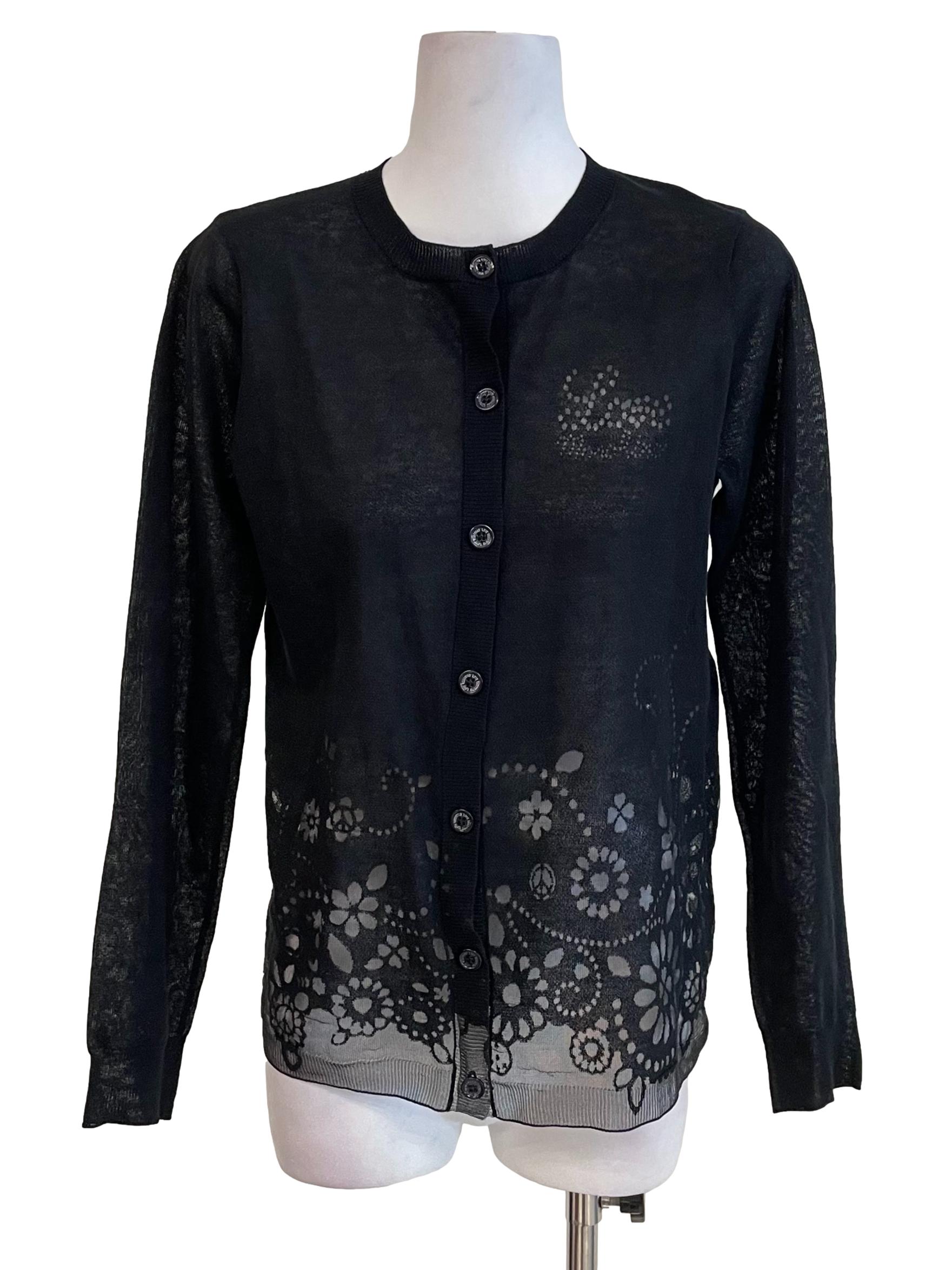 Black Gradient Down Cardigan Top