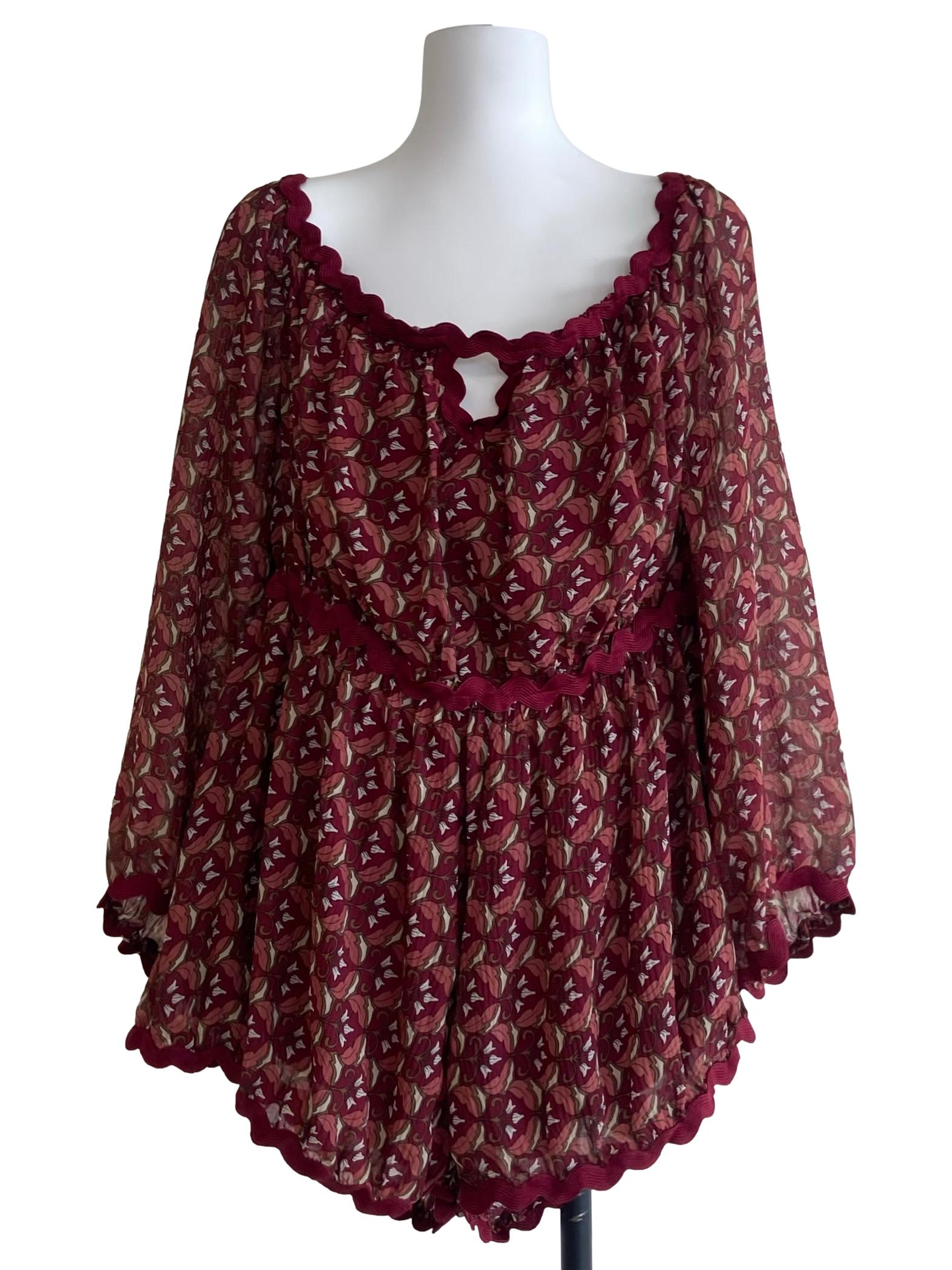 Brick Red Floral Romper