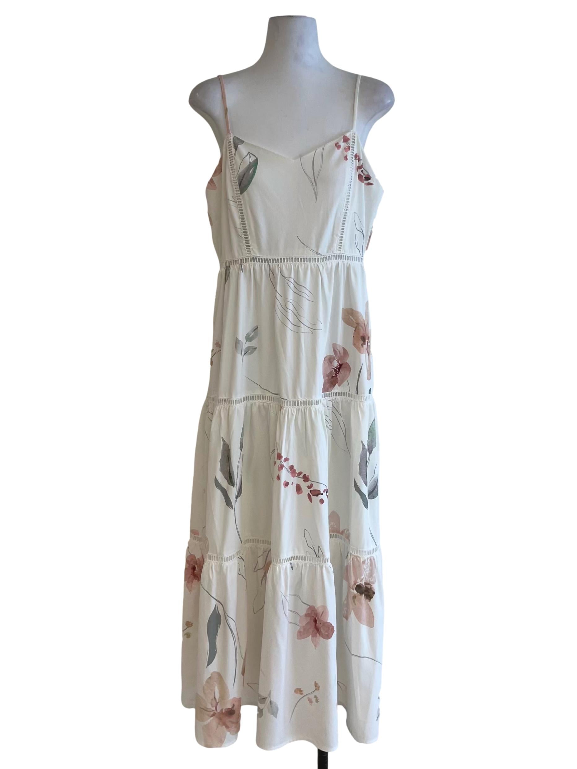 White Floral A-Line Dress