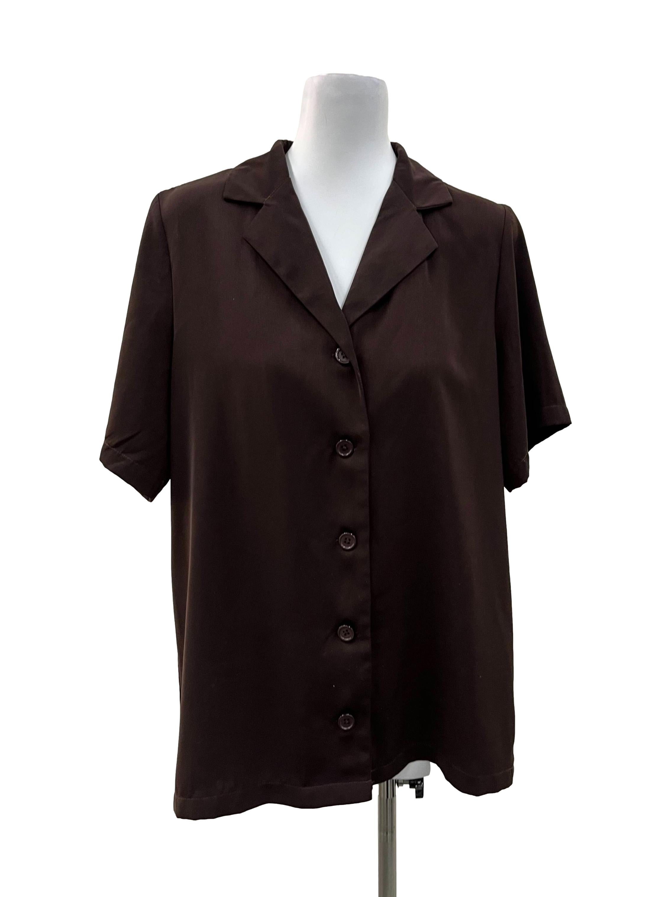 Dark Brown Button Down Blouse
