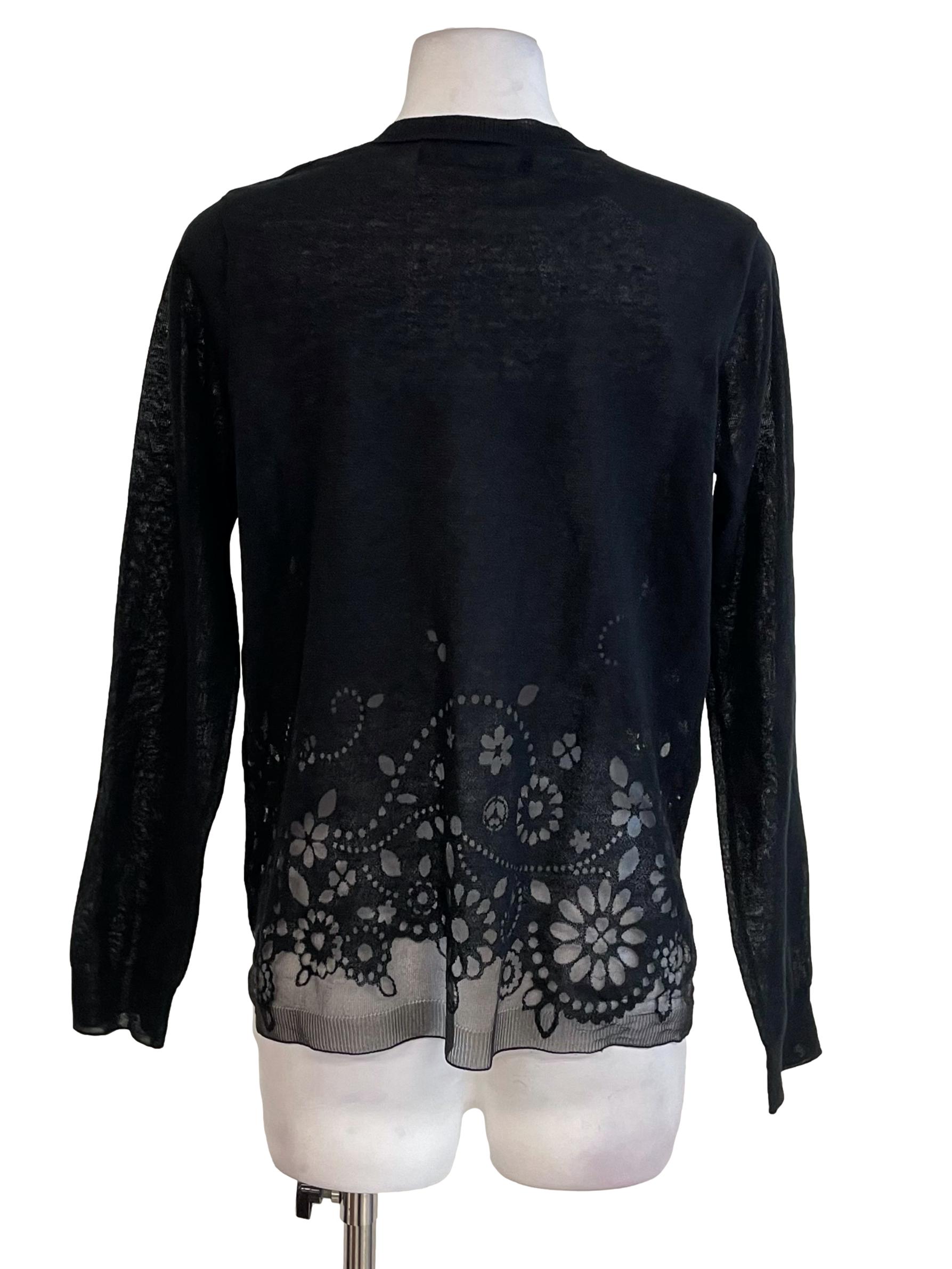 Black Gradient Down Cardigan Top