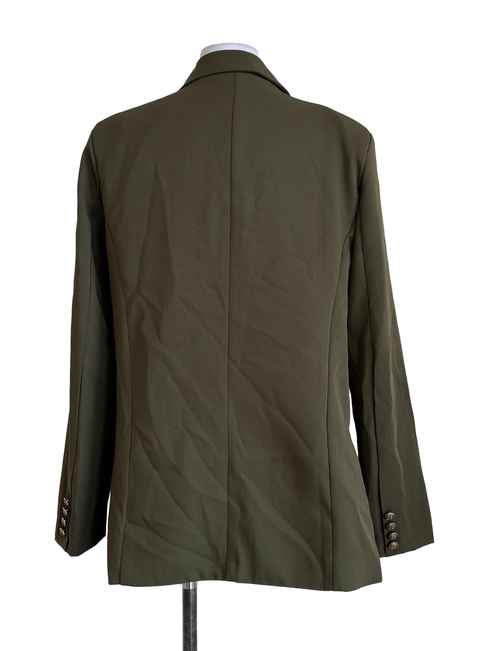 Crocodile Green Double Button Blazer